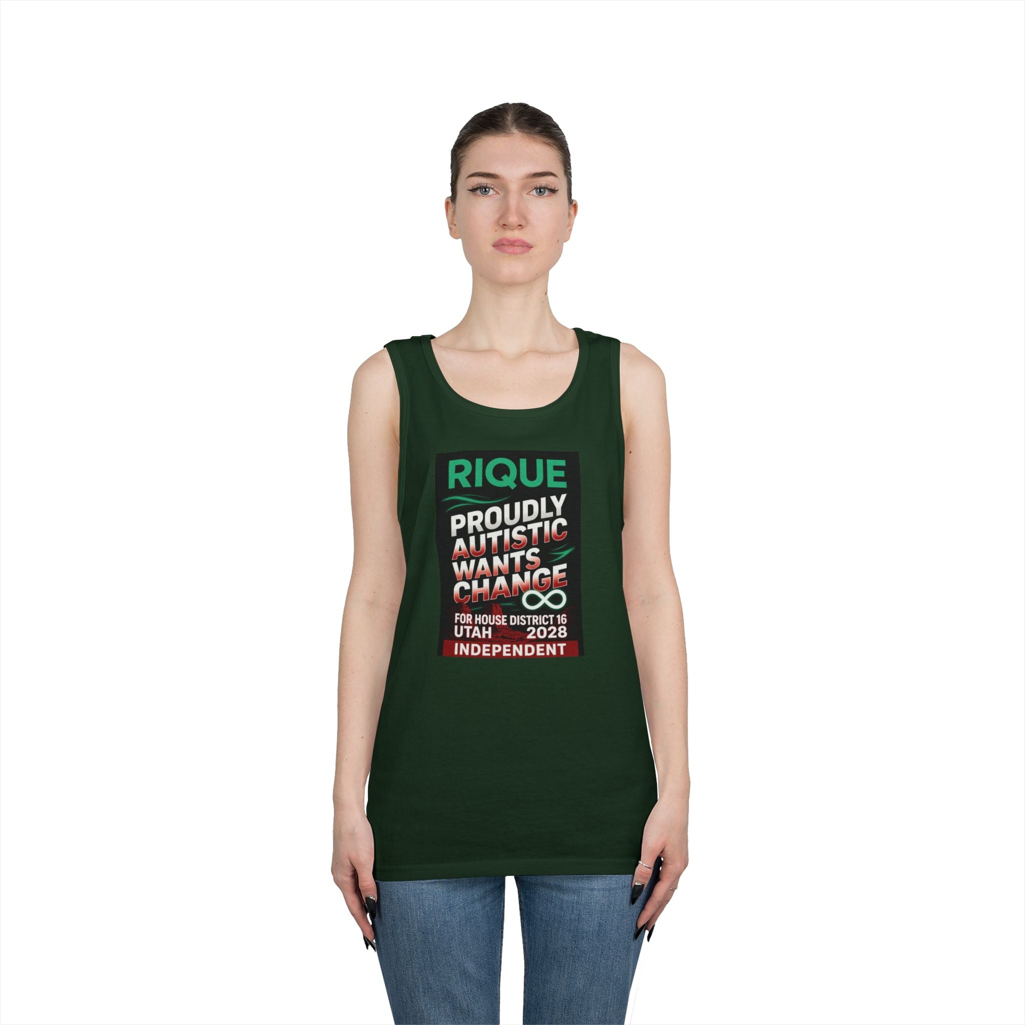 Autistic Pride Campaign Tank – “Proudly Autistic, Wants Change” Political Pride Tank