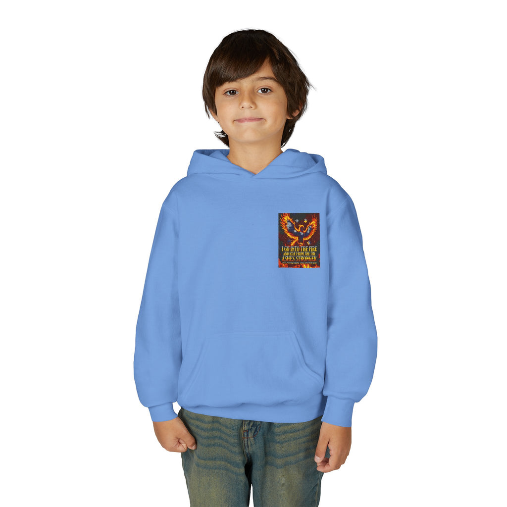 Youth Hoodie — 'Stay Wild, Be Brave' Heart Flame Graphic