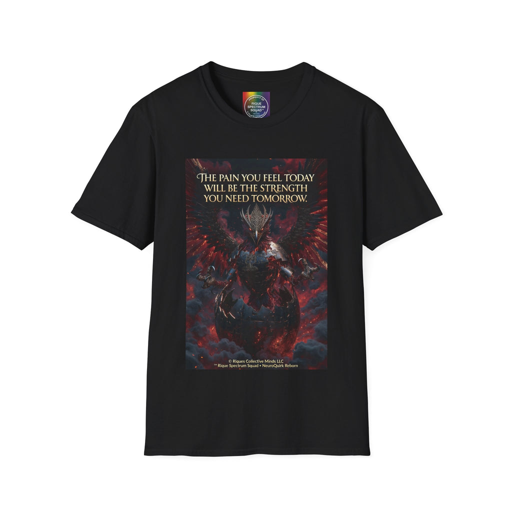 Phoenix Rising T‑Shirt — Fiery Angelic Illustration with Inspirational Text