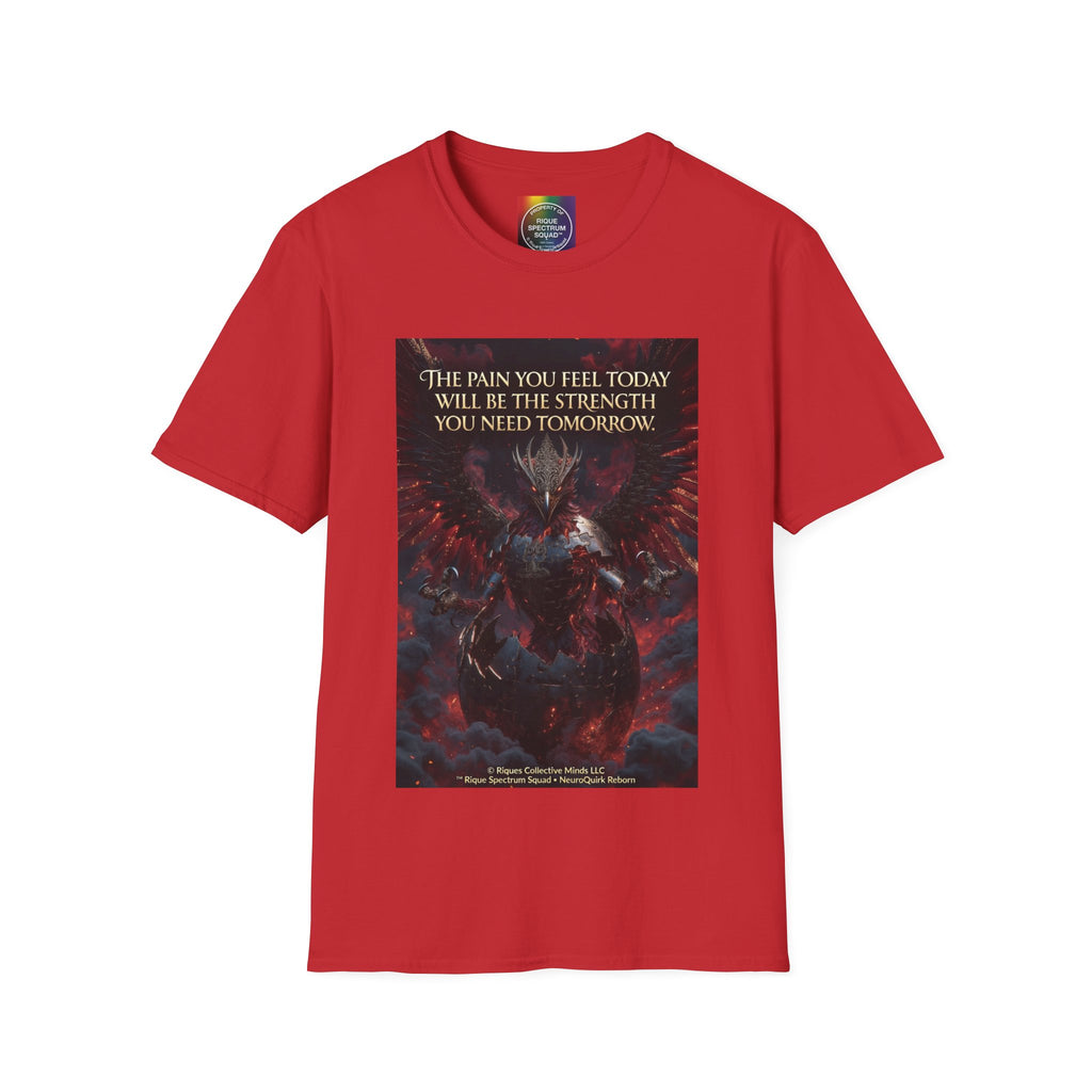 Phoenix Rising T‑Shirt — Fiery Angelic Illustration with Inspirational Text