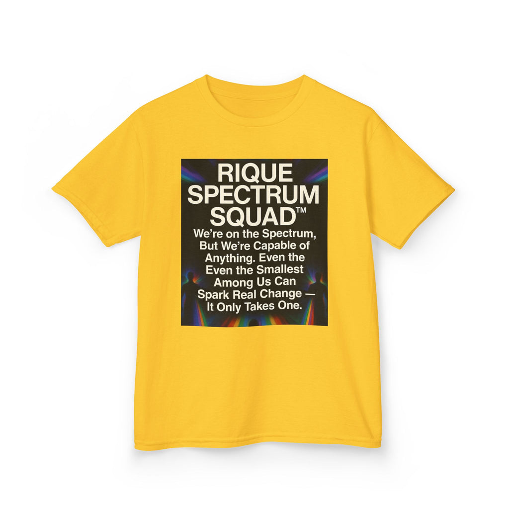 Kids Spectrum Squad Tee — "I Go Into The Fire" Phoenix Resilience Shirt
