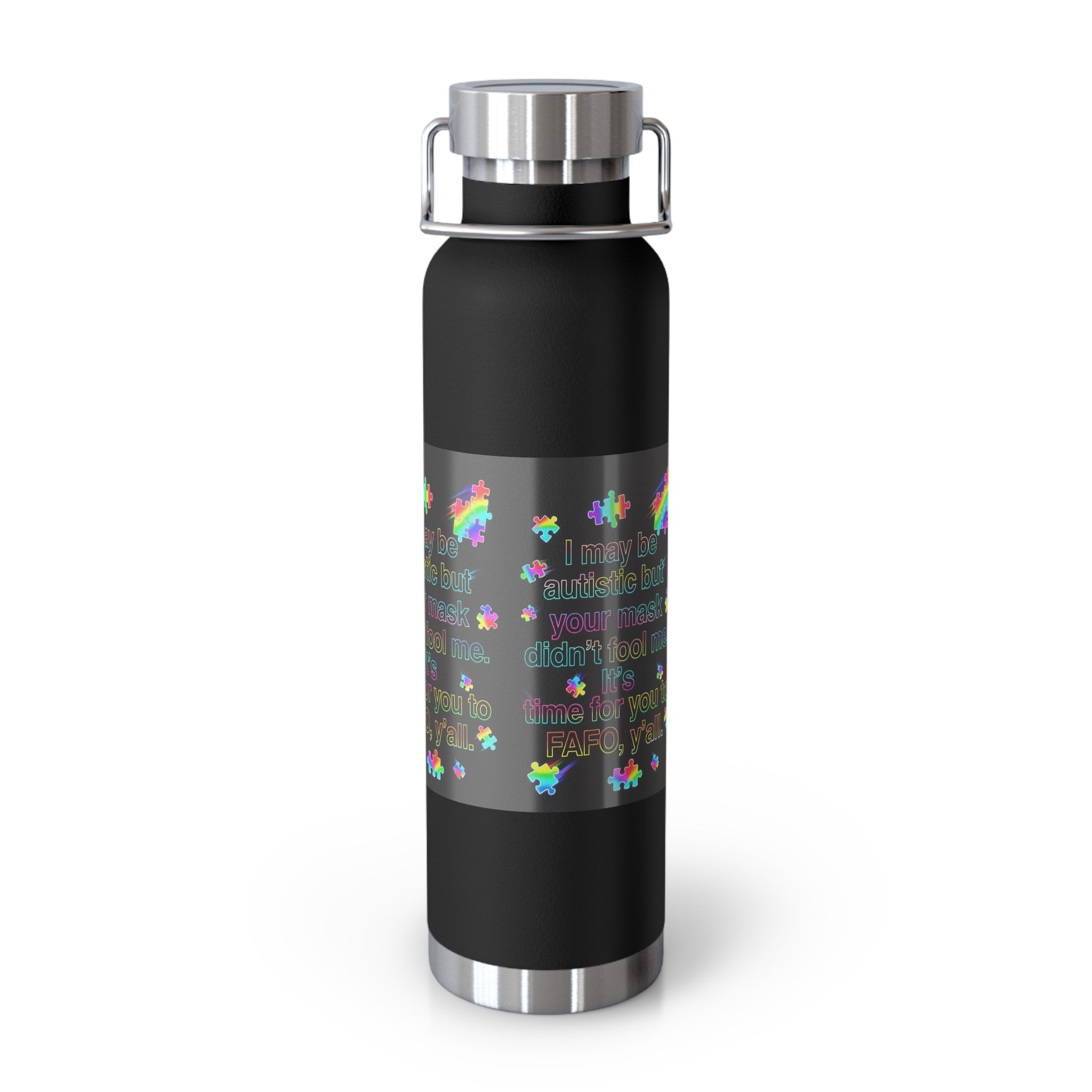 Autism Awareness 22oz Copper Vacuum Insulated Bottle – Puzzle Heart Design