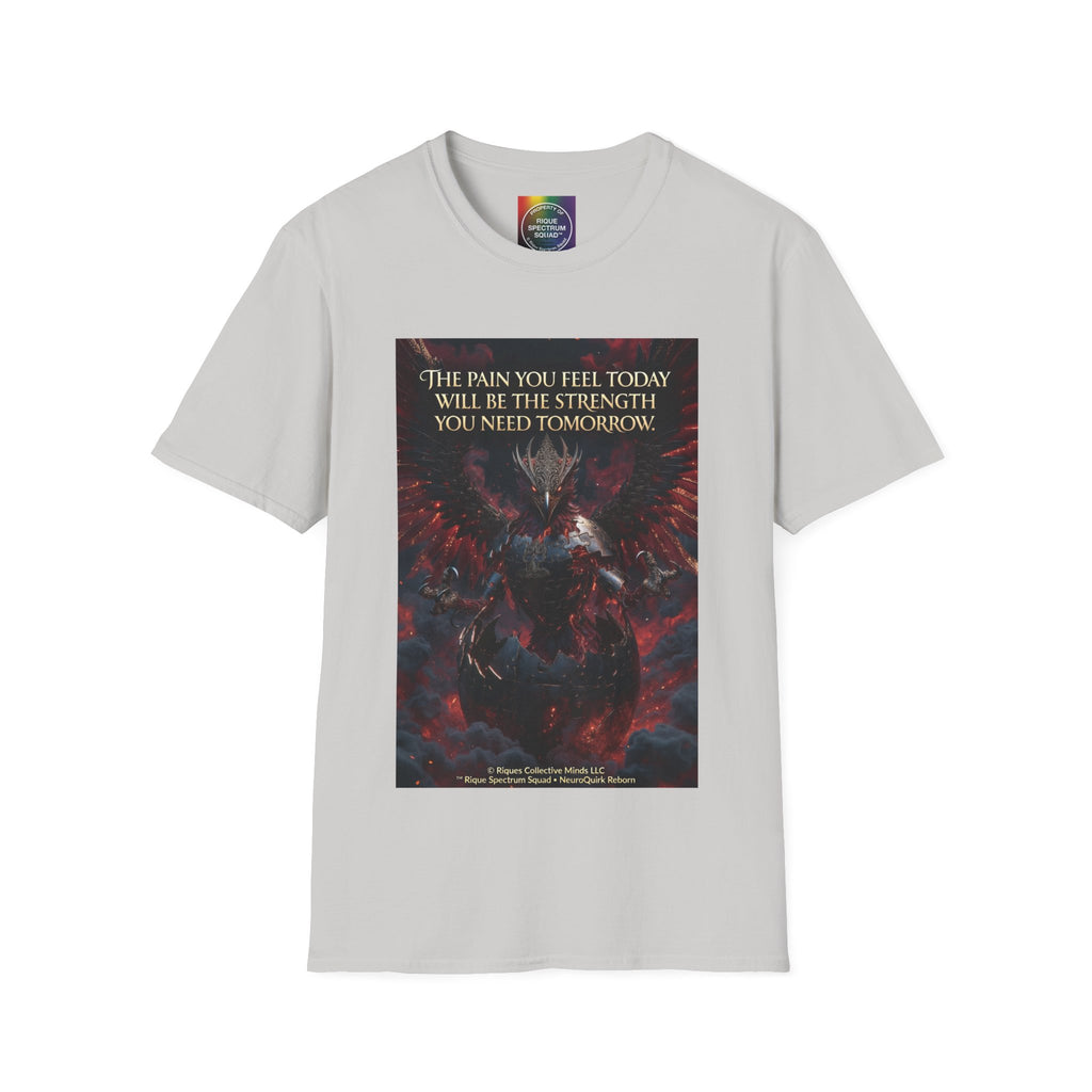 Phoenix Rising T‑Shirt — Fiery Angelic Illustration with Inspirational Text
