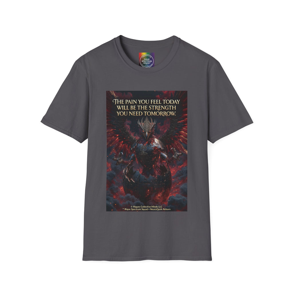 Phoenix Rising T‑Shirt — Fiery Angelic Illustration with Inspirational Text