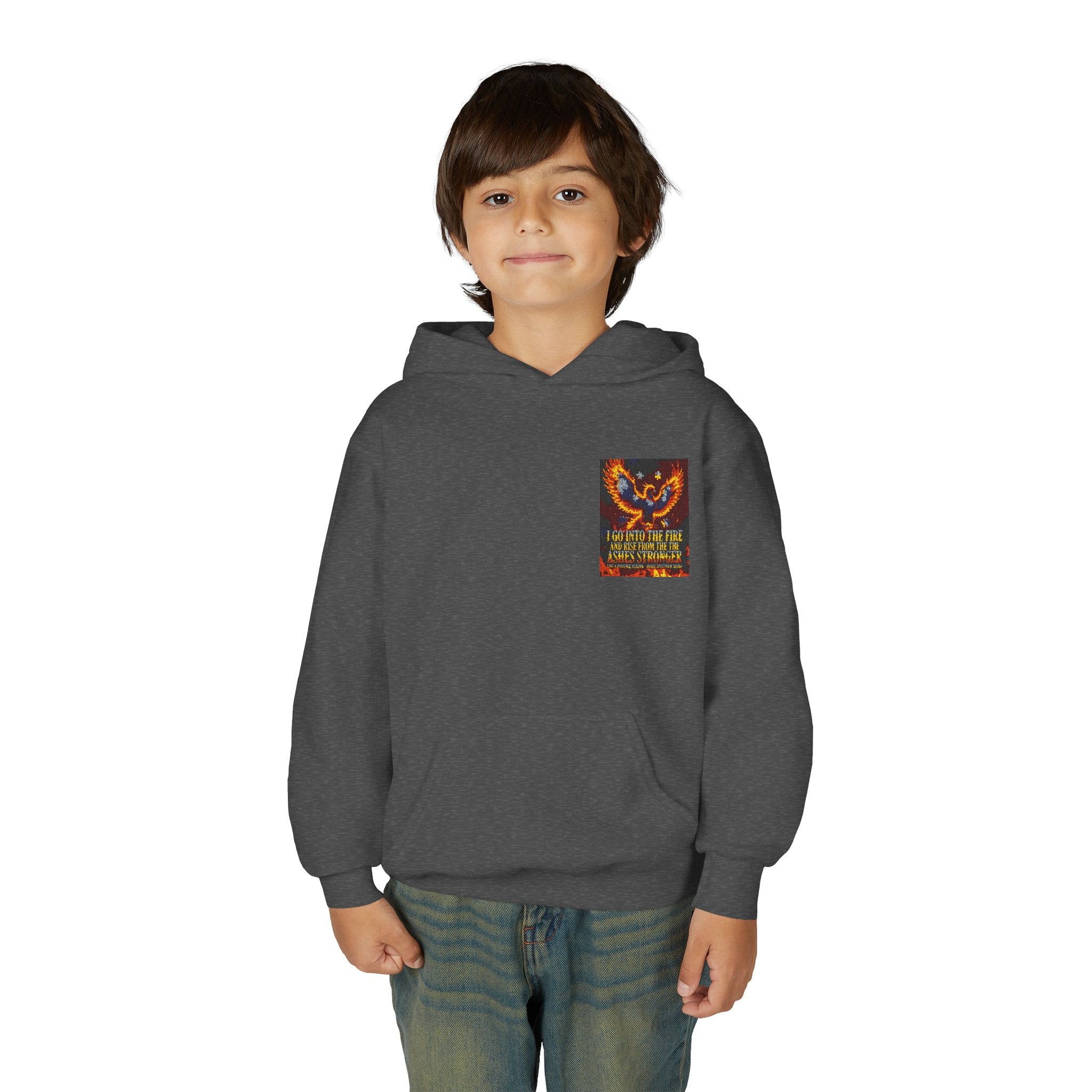 Youth Hoodie — 'Stay Wild, Be Brave' Heart Flame Graphic