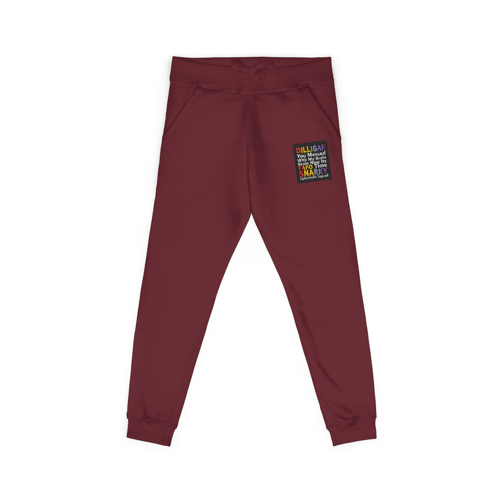 Embroidered Colorblock QR Joggers — Casual Fleece Sweatpants