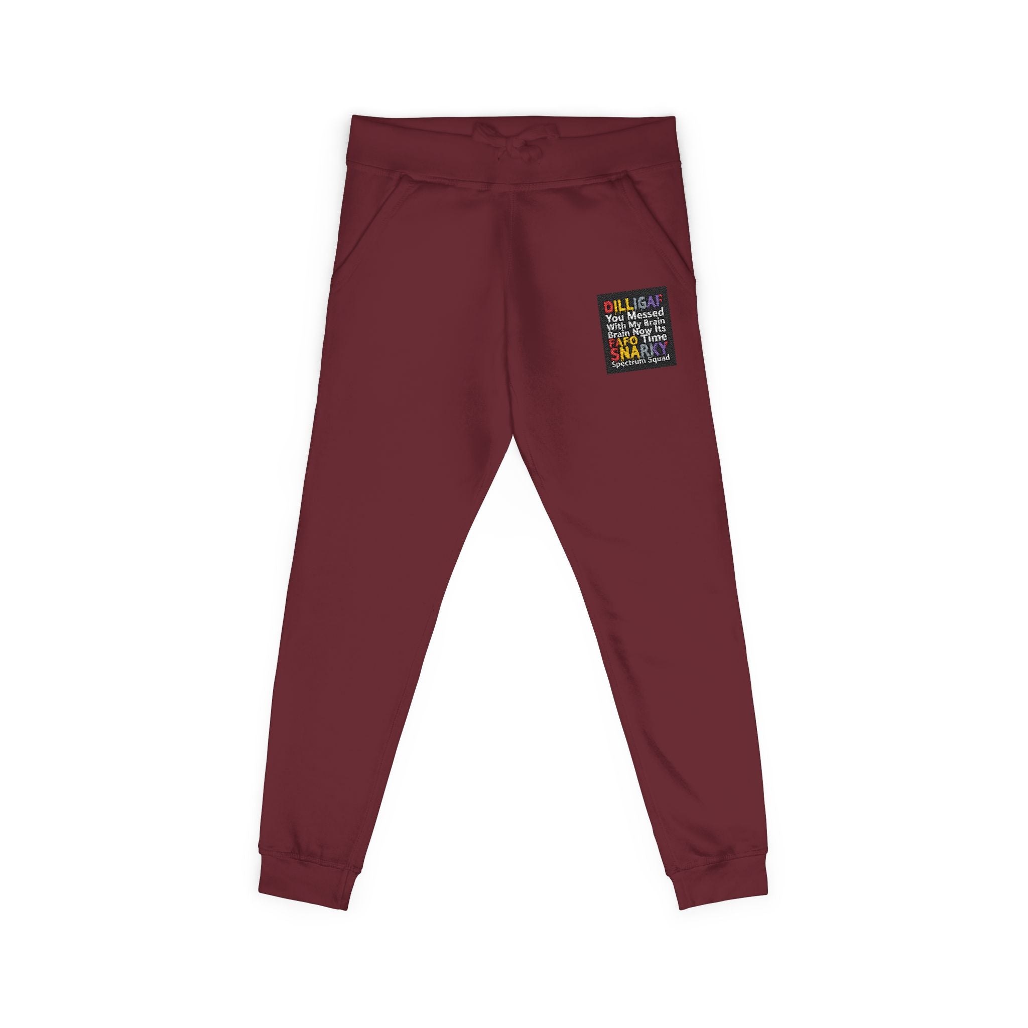 Embroidered Colorblock QR Joggers — Casual Fleece Sweatpants