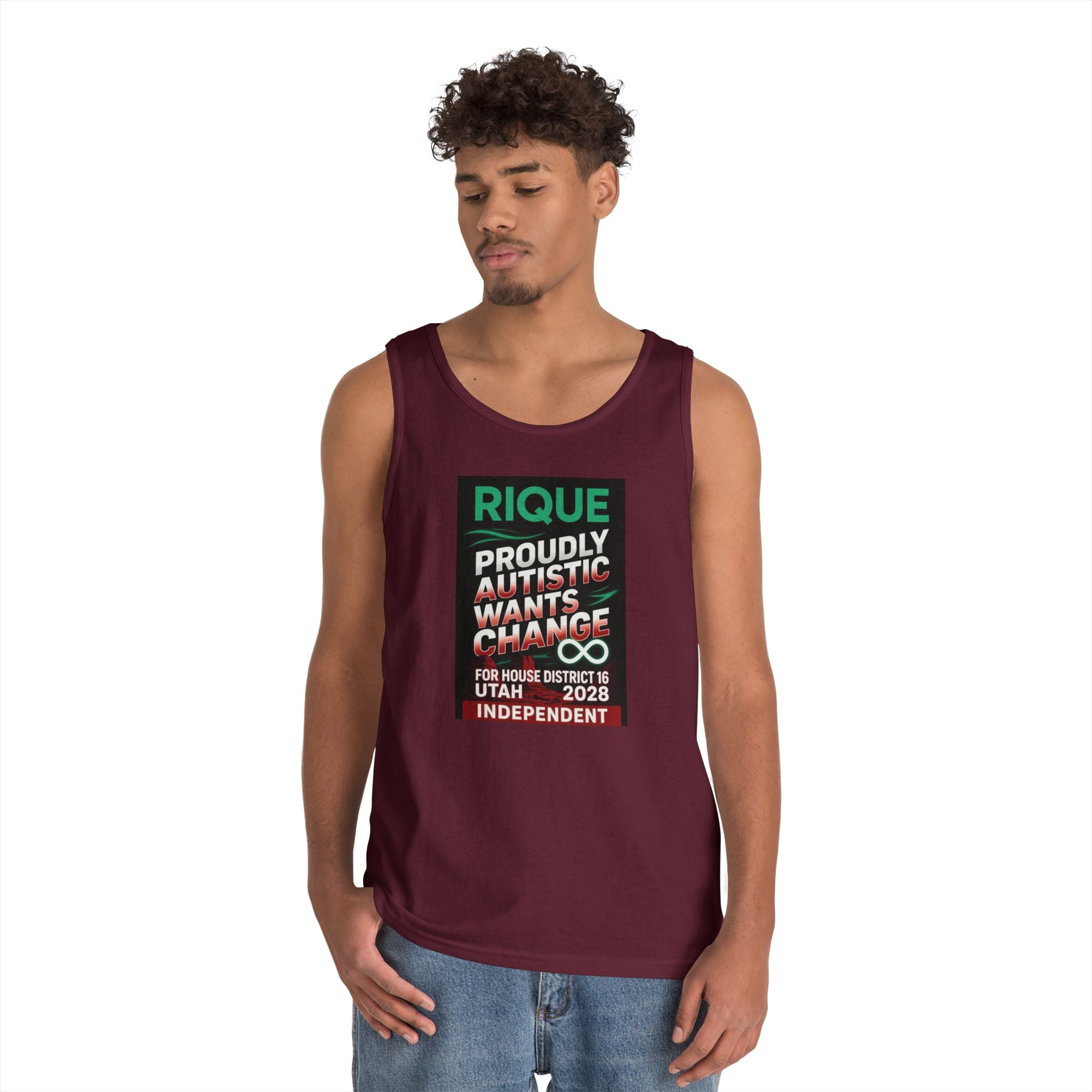 Autistic Pride Campaign Tank – “Proudly Autistic, Wants Change” Political Pride Tank
