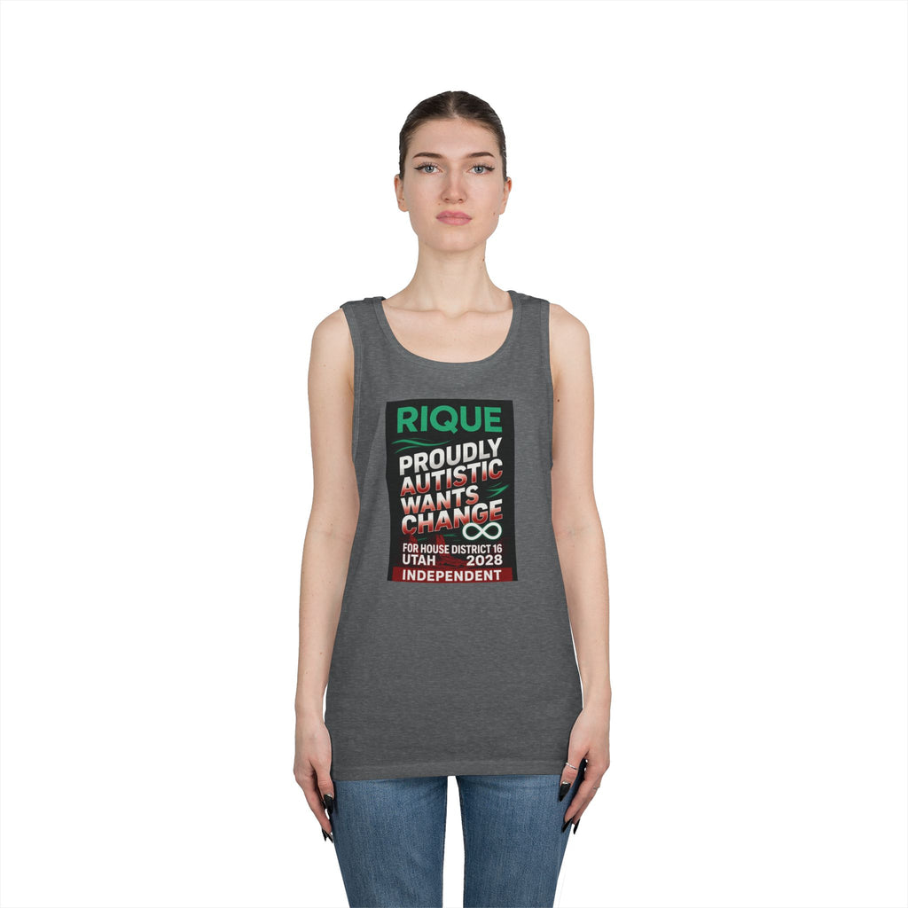 Autistic Pride Campaign Tank – “Proudly Autistic, Wants Change” Political Pride Tank