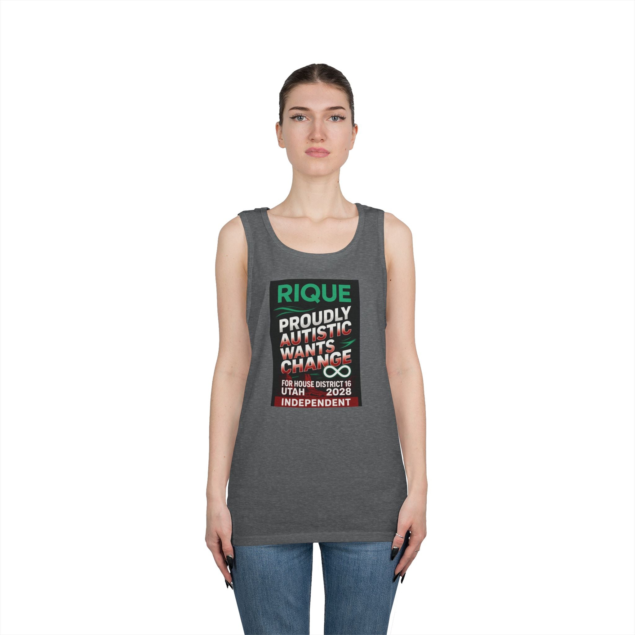 Autistic Pride Campaign Tank – “Proudly Autistic, Wants Change” Political Pride Tank