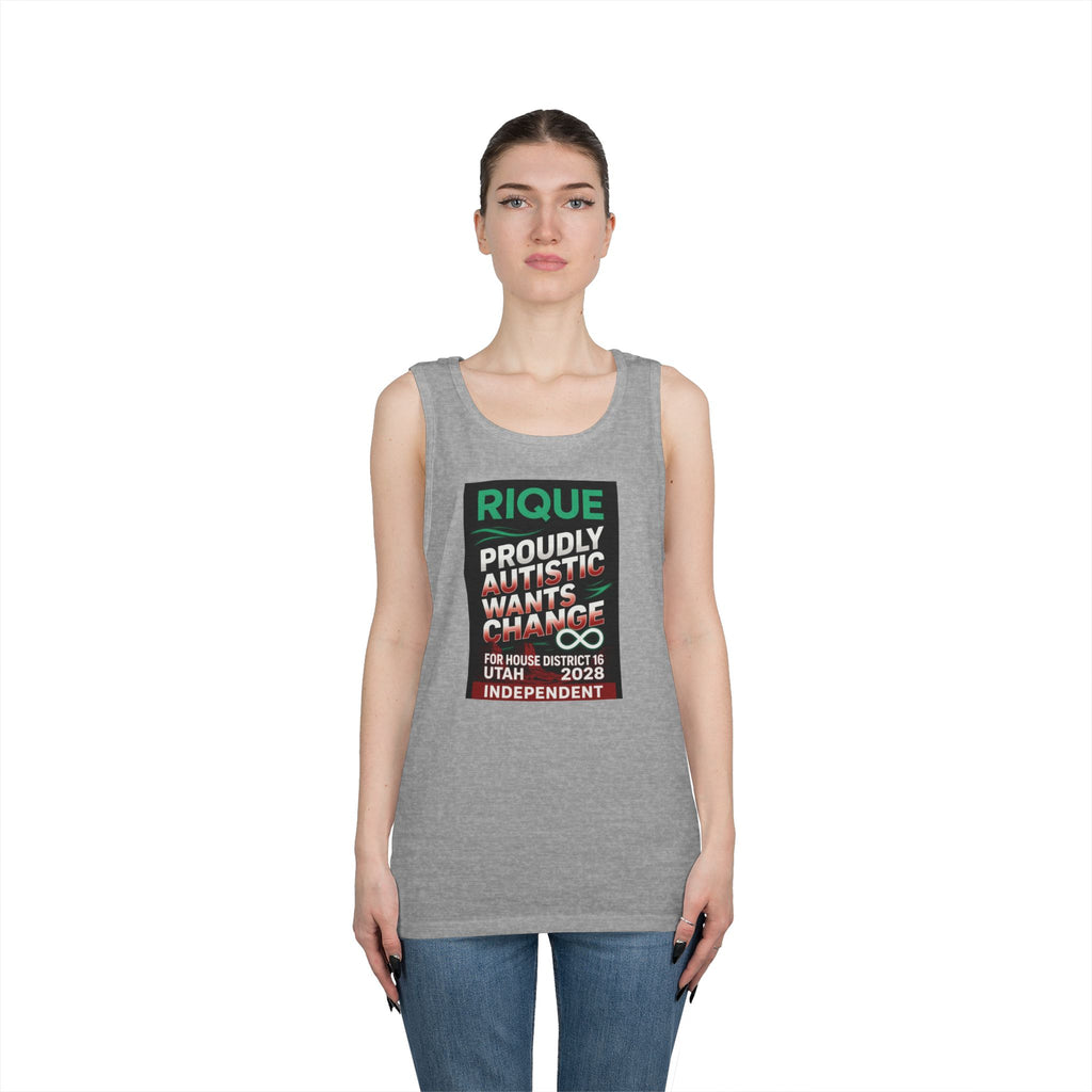 Autistic Pride Campaign Tank – “Proudly Autistic, Wants Change” Political Pride Tank