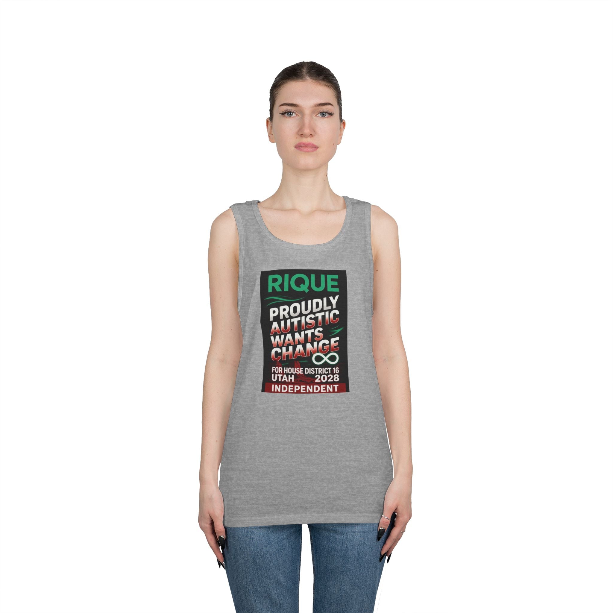 Autistic Pride Campaign Tank – “Proudly Autistic, Wants Change” Political Pride Tank
