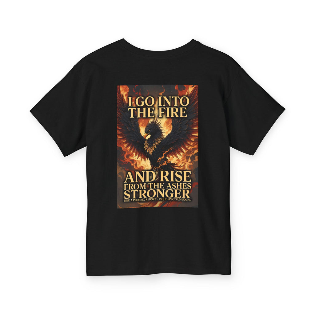 Youth Tee — "Go Into the Fire and Rise" Phoenix Graphic