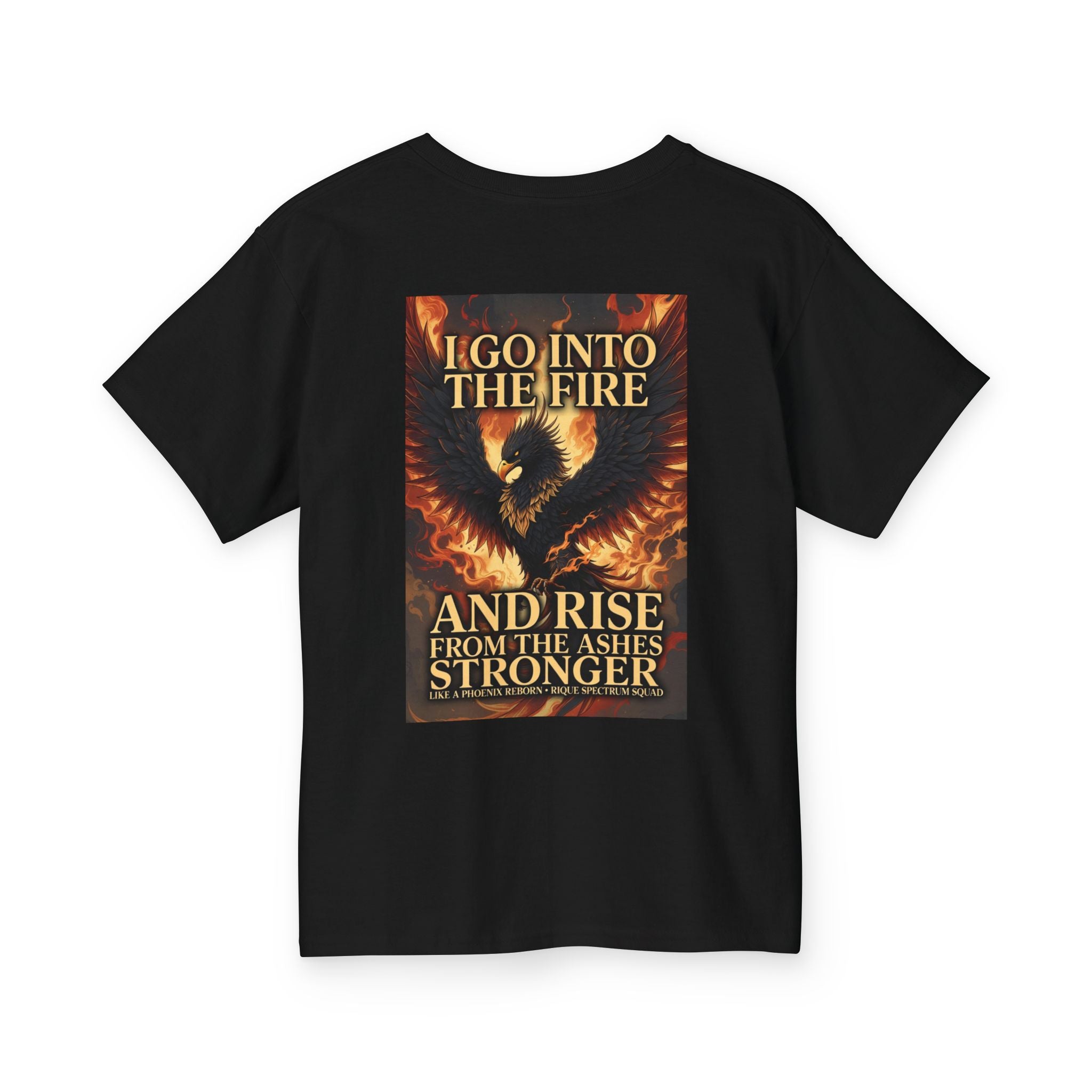 Youth Tee — "Go Into the Fire and Rise" Phoenix Graphic
