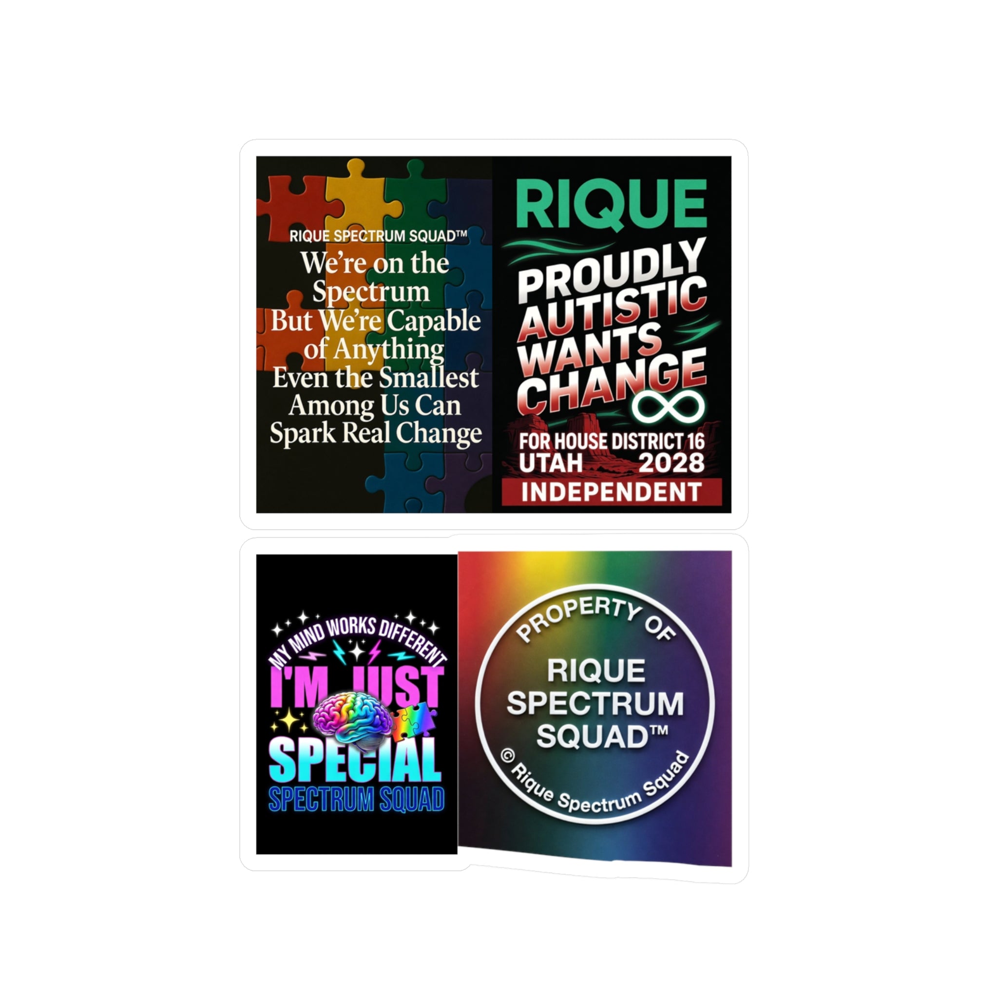 Autism Pride Kiss-Cut Vinyl Decal Sheet — Rique Spectrum Squad Stickers (Window-Ready)