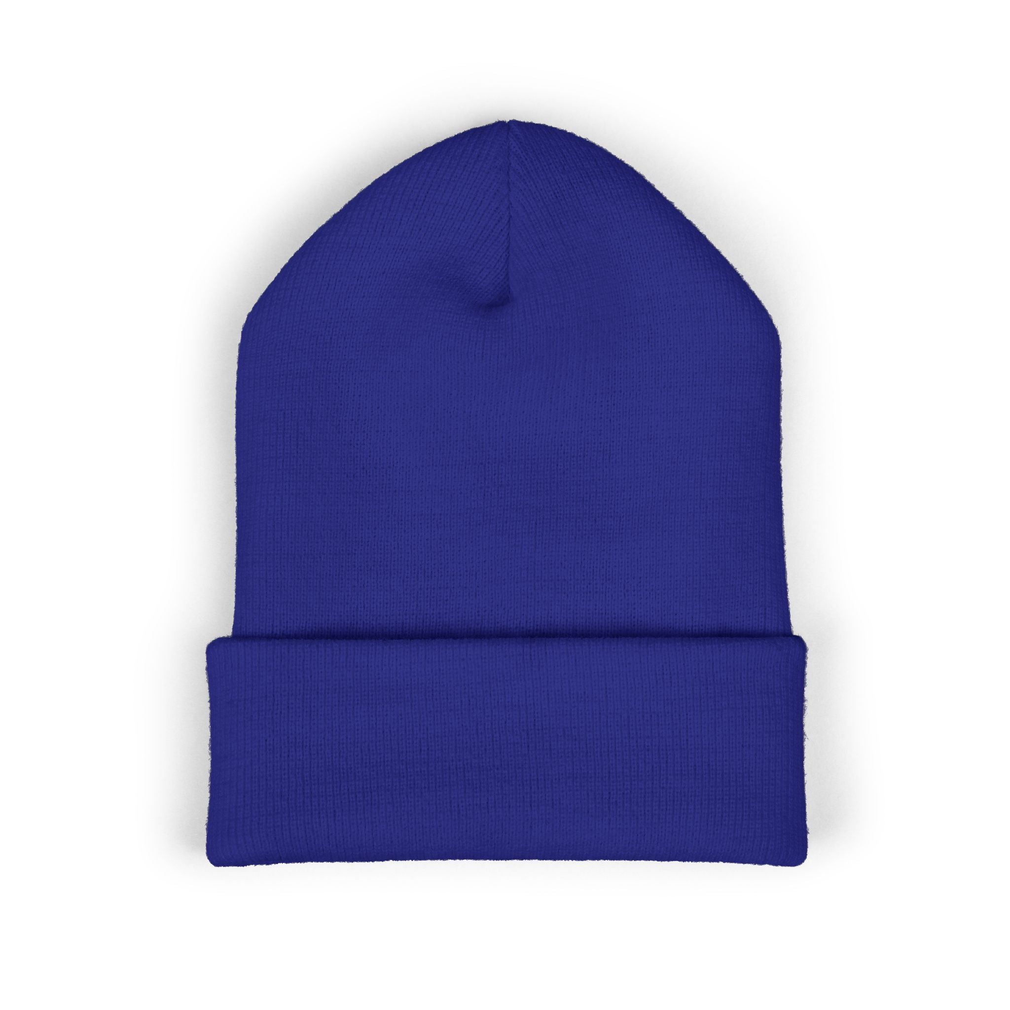 Embroidered Classic Cuffed Beanie — Minimal Black Patch Design