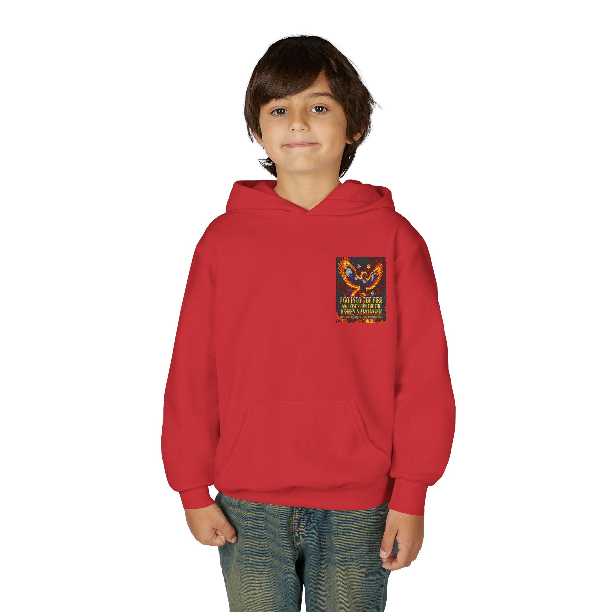 Youth Hoodie — 'Stay Wild, Be Brave' Heart Flame Graphic