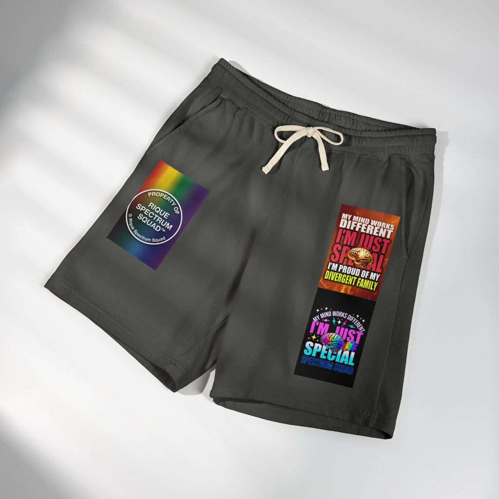 Pride Graphic Sweat Shorts — "I'm Just Special" & Rainbow Spectrum Patch