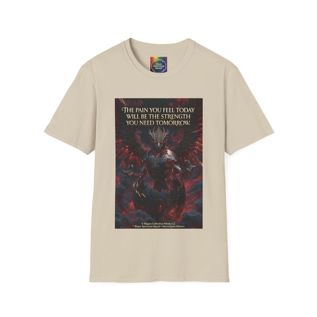 Phoenix Rising T‑Shirt — Fiery Angelic Illustration with Inspirational Text