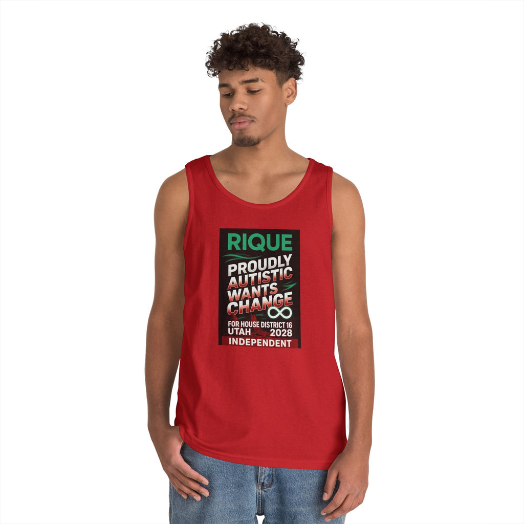 Autistic Pride Campaign Tank – “Proudly Autistic, Wants Change” Political Pride Tank