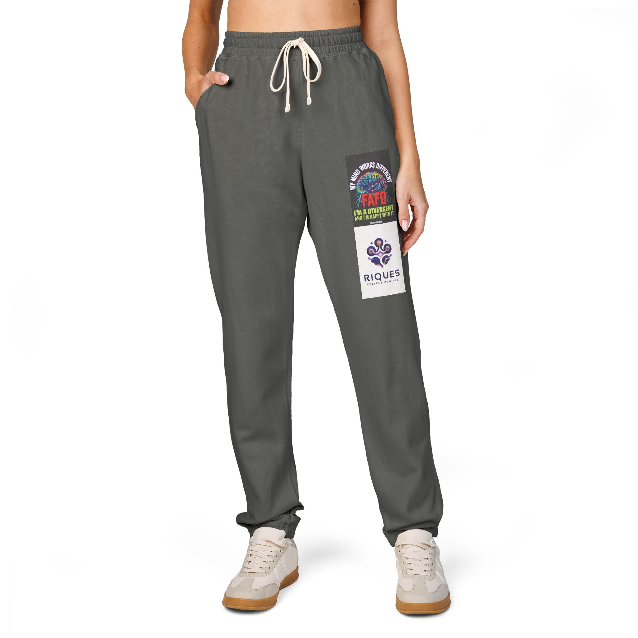 Sweatpants — Patchwork Floral 'Good Vibes' Fleece Joggers