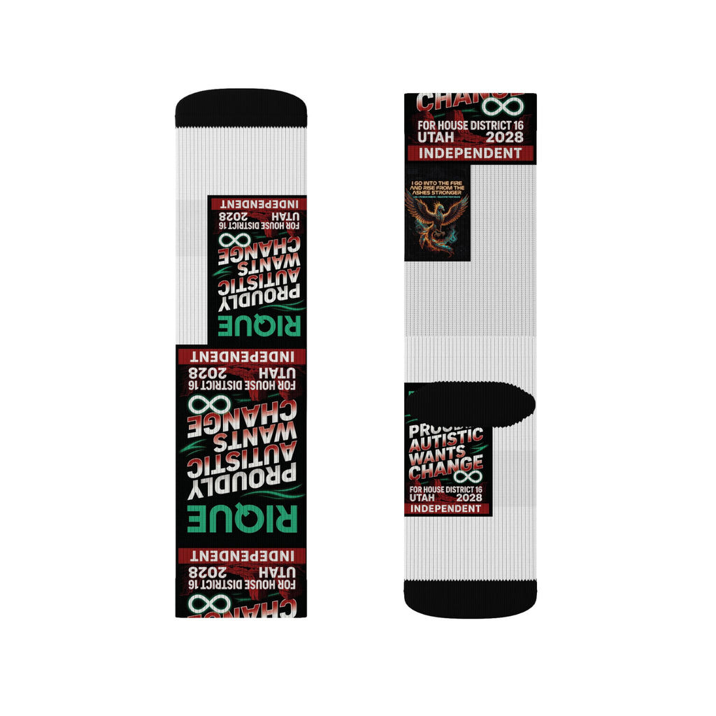 Political Quote Sublimation Socks — 'True' Protest Graphic Crew Socks