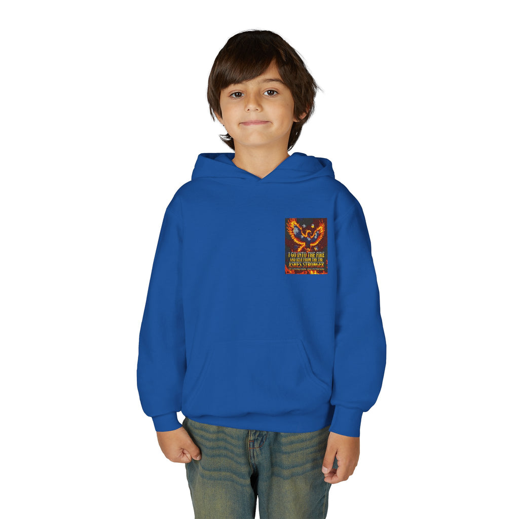 Youth Hoodie — 'Stay Wild, Be Brave' Heart Flame Graphic