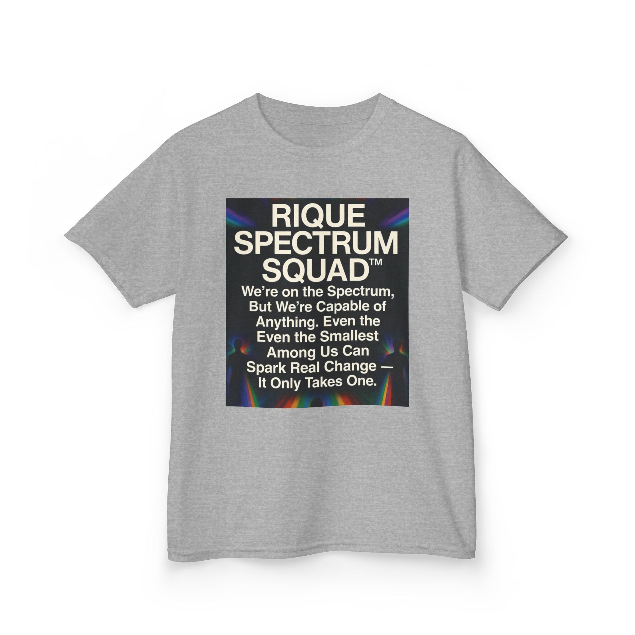 Kids Spectrum Squad Tee — "I Go Into The Fire" Phoenix Resilience Shirt