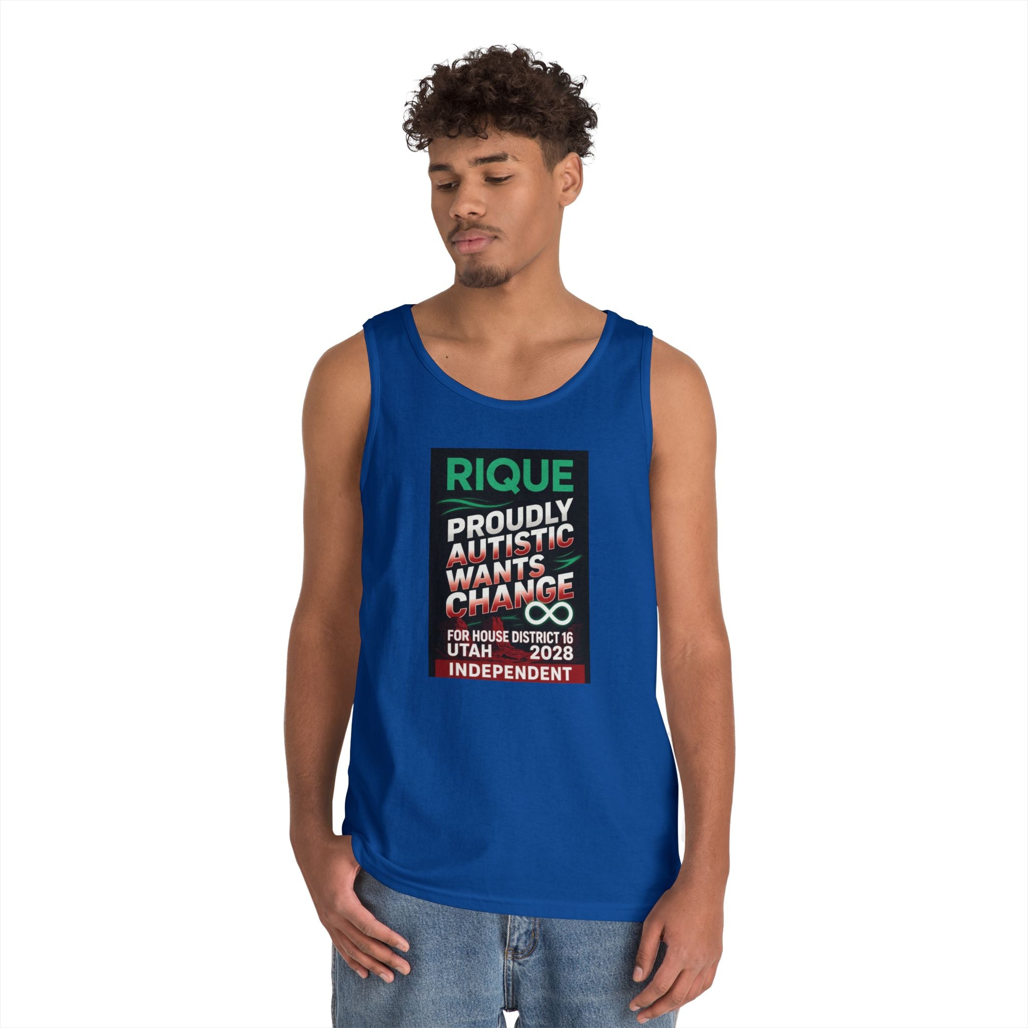 Autistic Pride Campaign Tank – “Proudly Autistic, Wants Change” Political Pride Tank