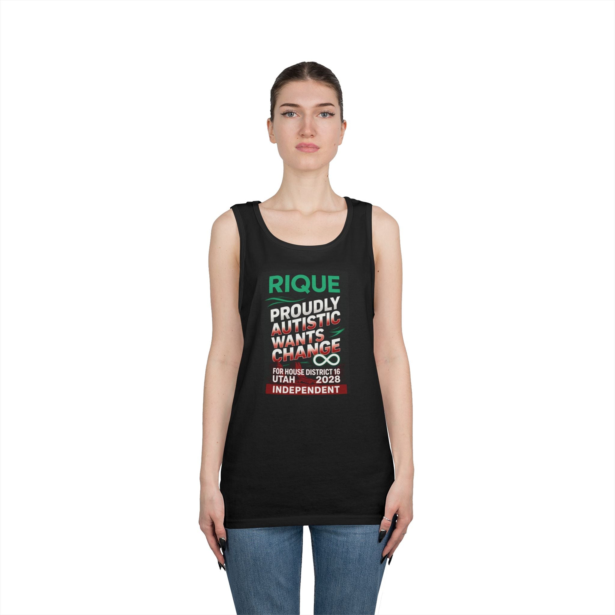 Autistic Pride Campaign Tank – “Proudly Autistic, Wants Change” Political Pride Tank