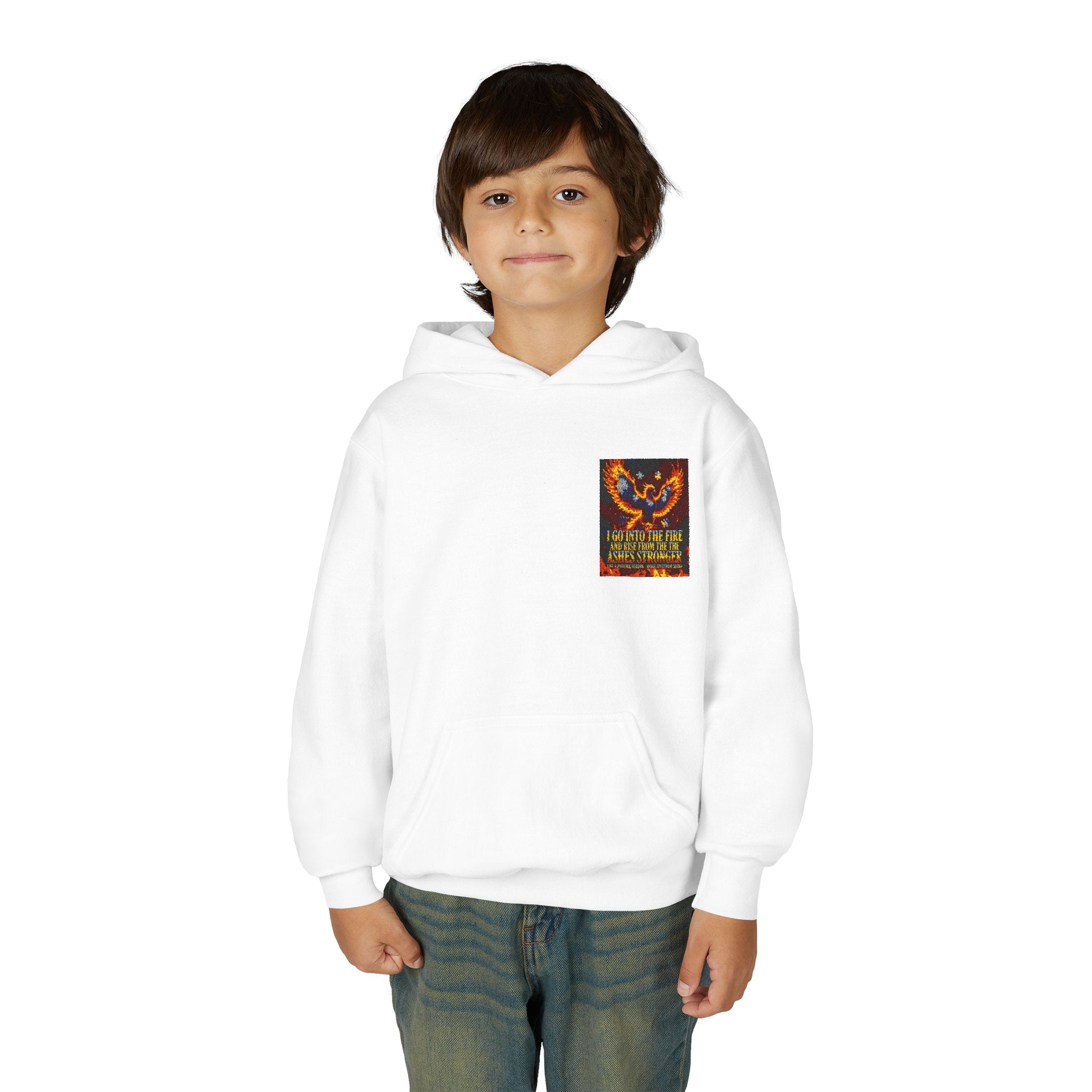 Youth Hoodie — 'Stay Wild, Be Brave' Heart Flame Graphic