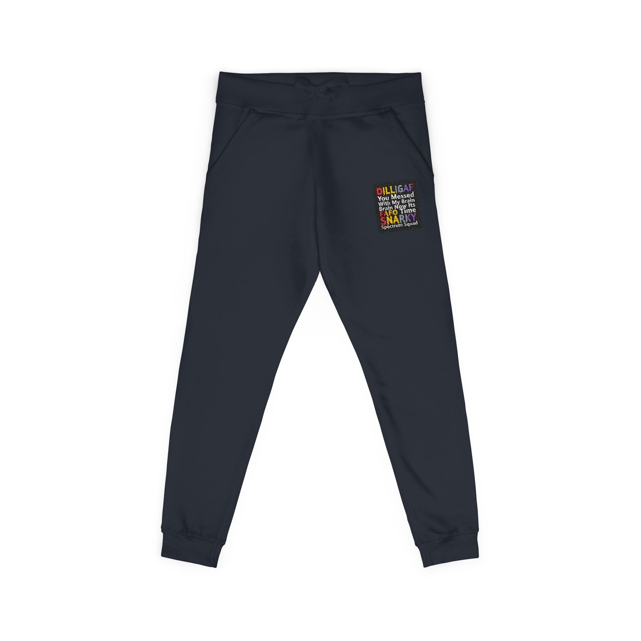 Embroidered Colorblock QR Joggers — Casual Fleece Sweatpants