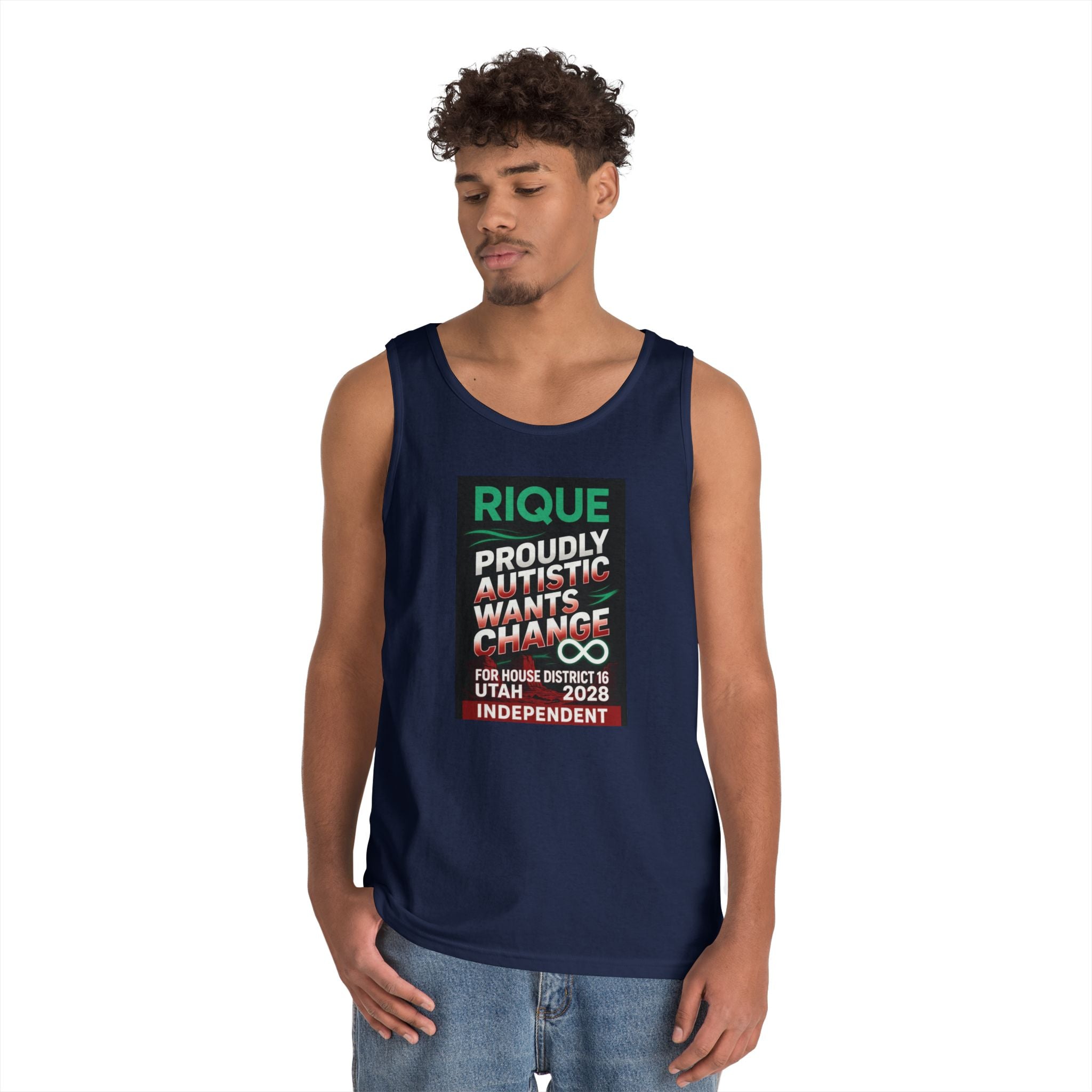 Autistic Pride Campaign Tank – “Proudly Autistic, Wants Change” Political Pride Tank