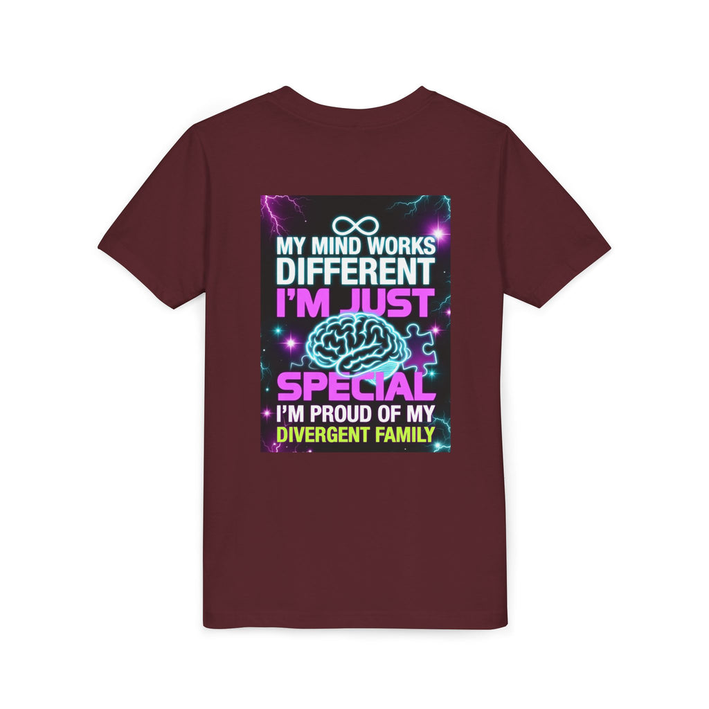 Youth Tee - "My Mind Works Different I'm Just Special" Divergent Family Pride