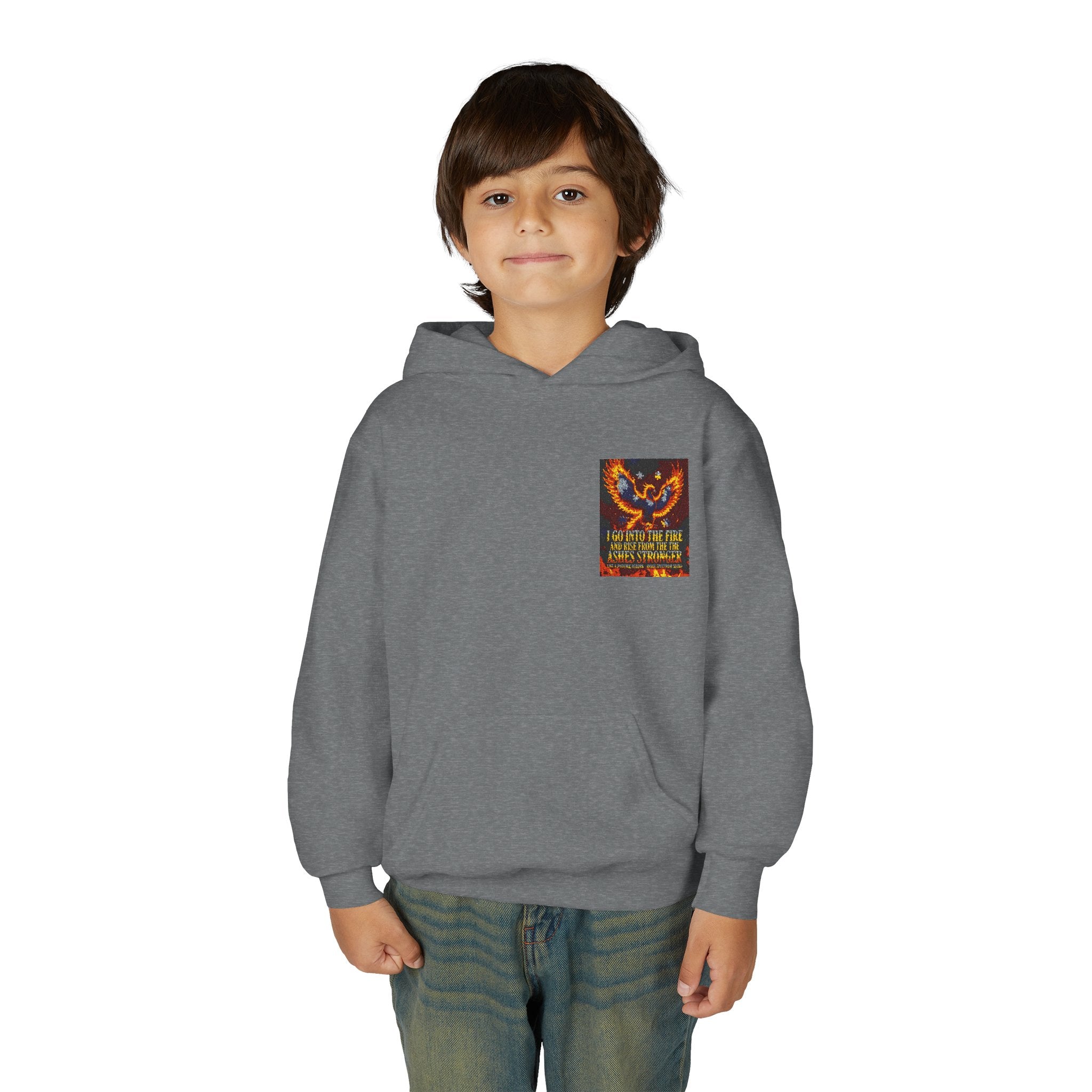 Youth Hoodie — 'Stay Wild, Be Brave' Heart Flame Graphic