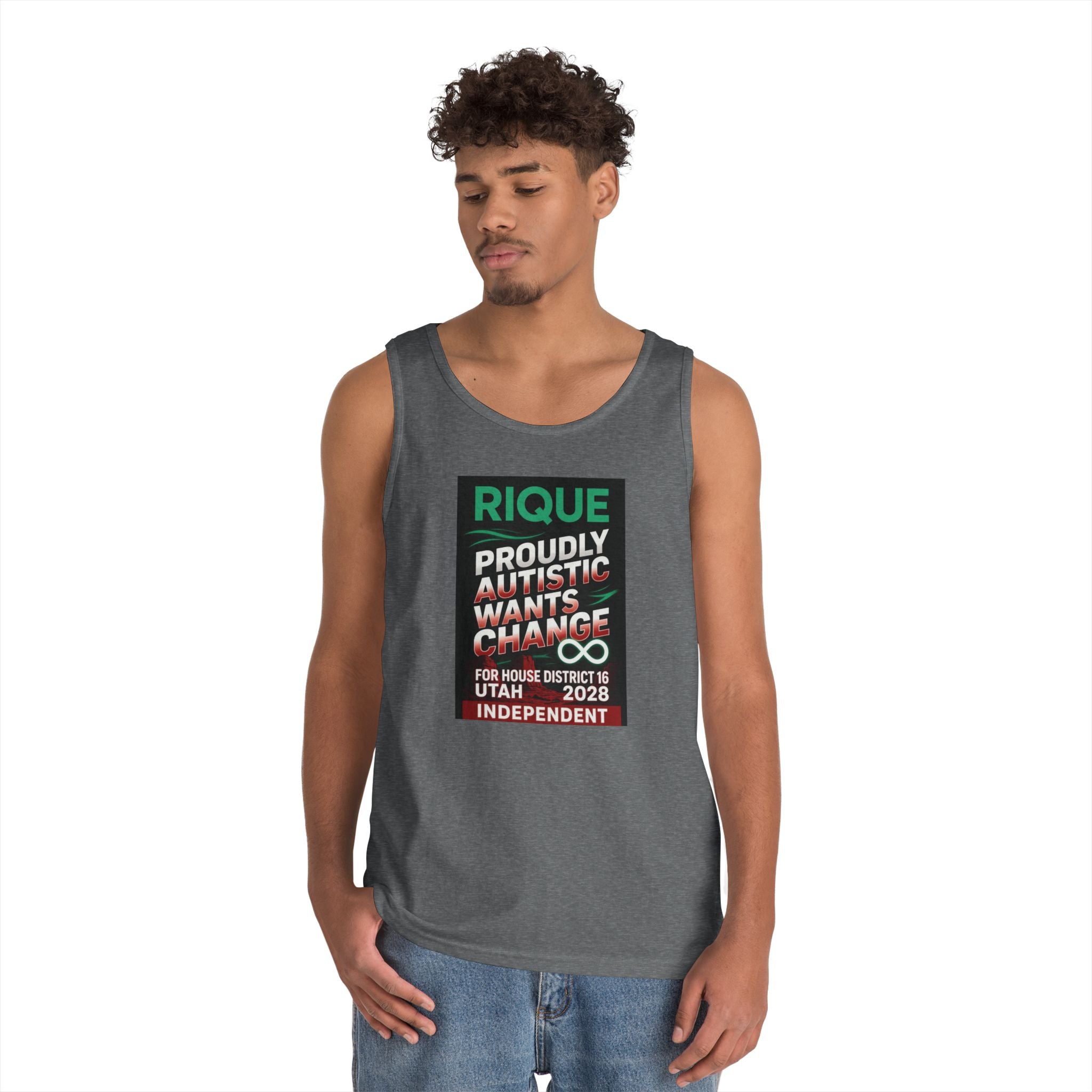 Autistic Pride Campaign Tank – “Proudly Autistic, Wants Change” Political Pride Tank