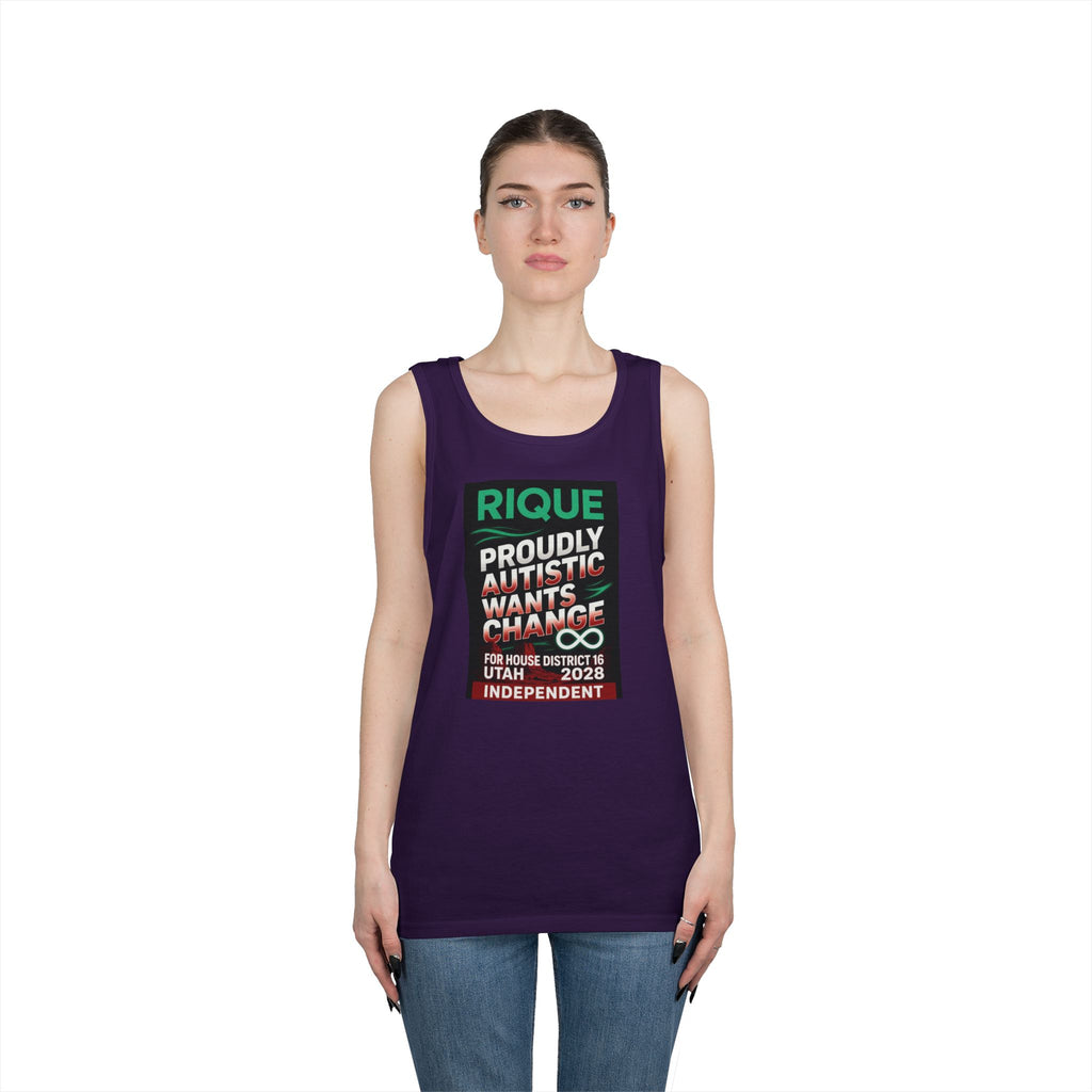 Autistic Pride Campaign Tank – “Proudly Autistic, Wants Change” Political Pride Tank