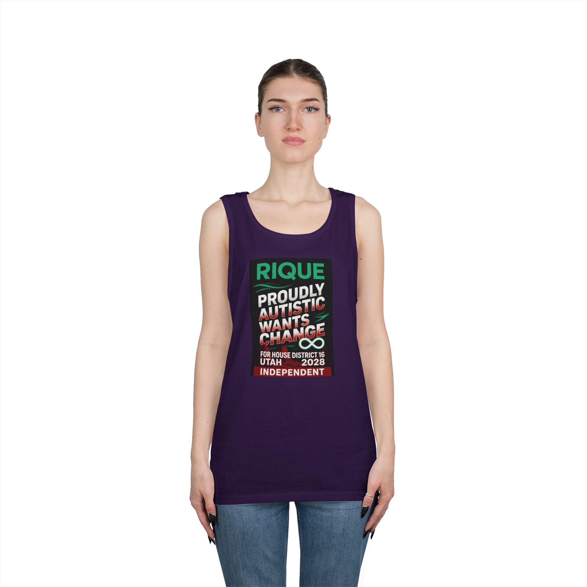 Autistic Pride Campaign Tank – “Proudly Autistic, Wants Change” Political Pride Tank