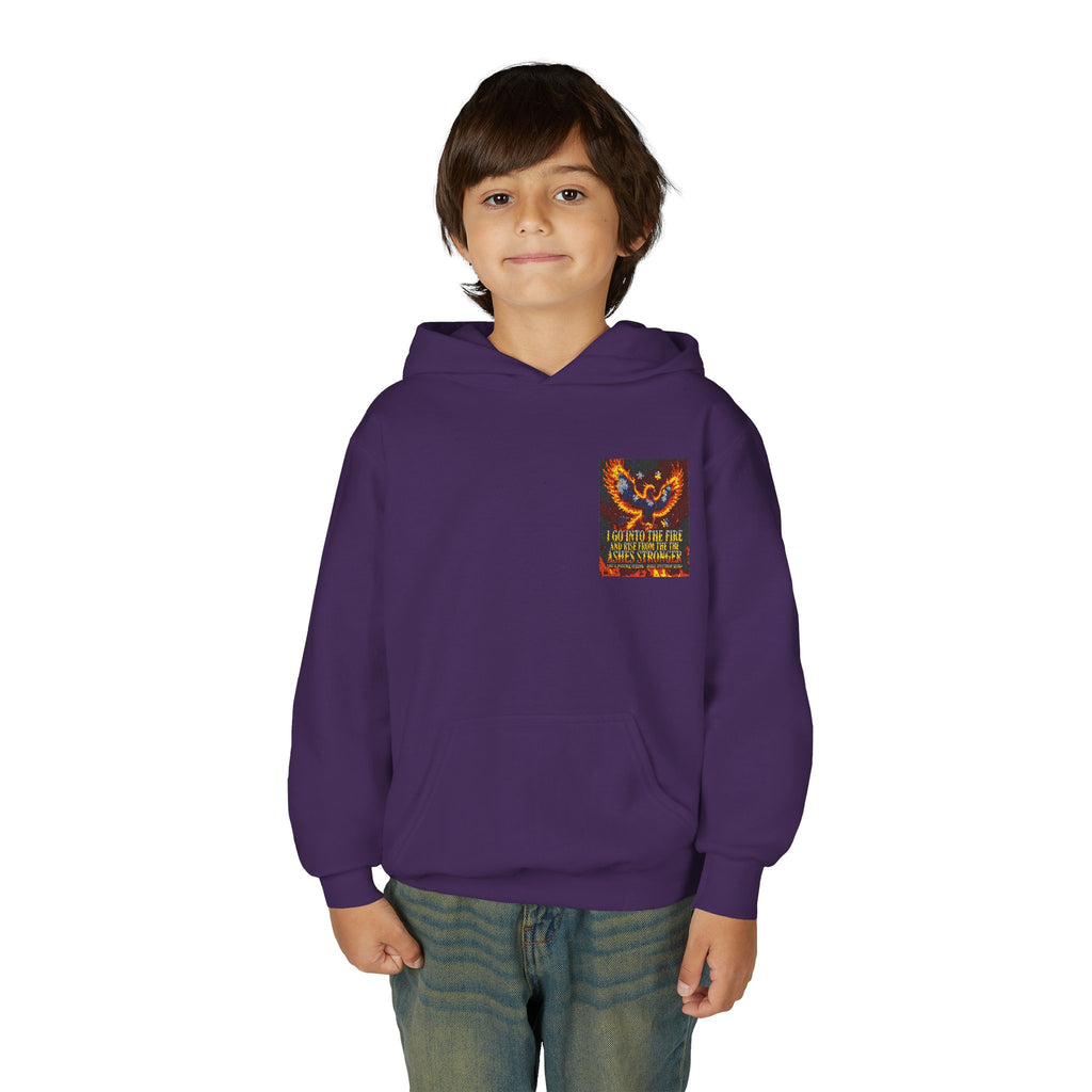 Youth Hoodie — 'Stay Wild, Be Brave' Heart Flame Graphic