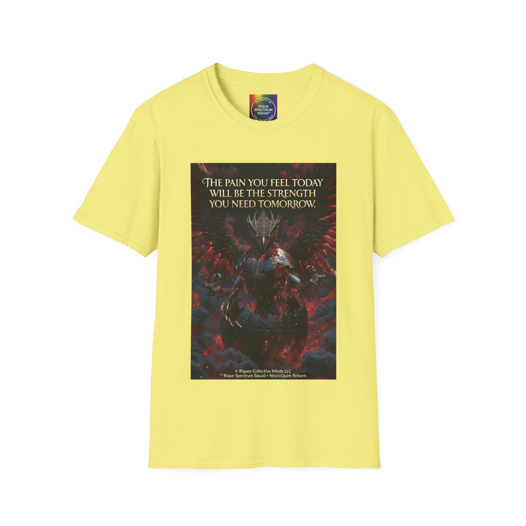 Phoenix Rising T‑Shirt — Fiery Angelic Illustration with Inspirational Text