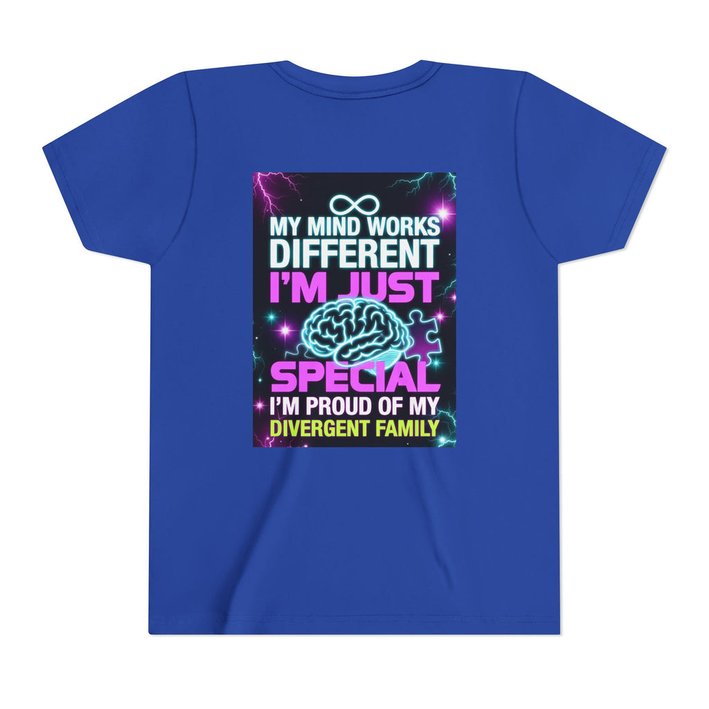 Youth Tee - "My Mind Works Different I'm Just Special" Divergent Family Pride