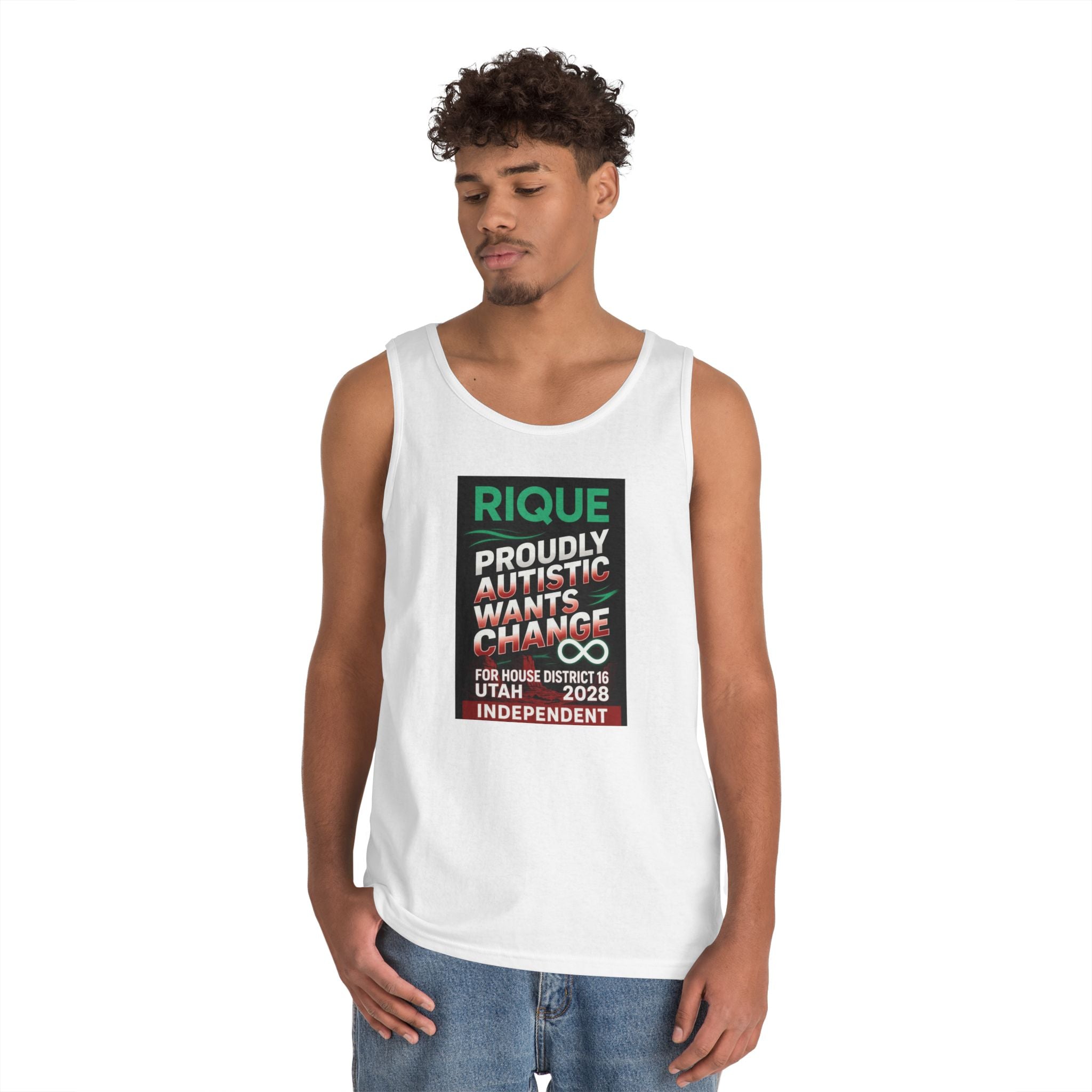 Autistic Pride Campaign Tank – “Proudly Autistic, Wants Change” Political Pride Tank