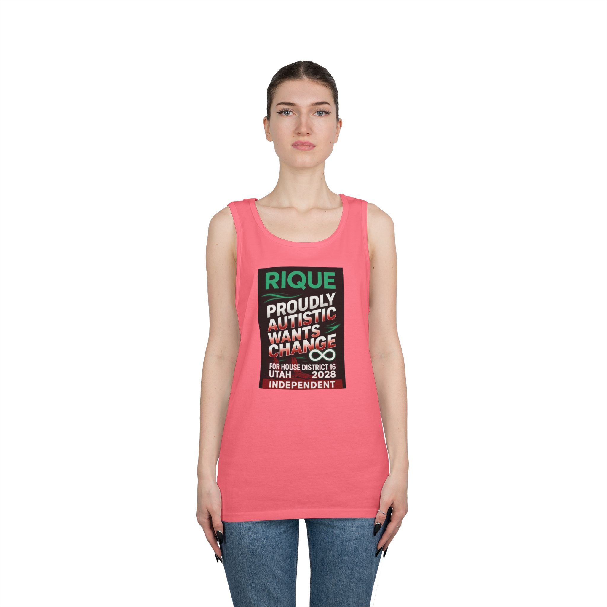Autistic Pride Campaign Tank – “Proudly Autistic, Wants Change” Political Pride Tank