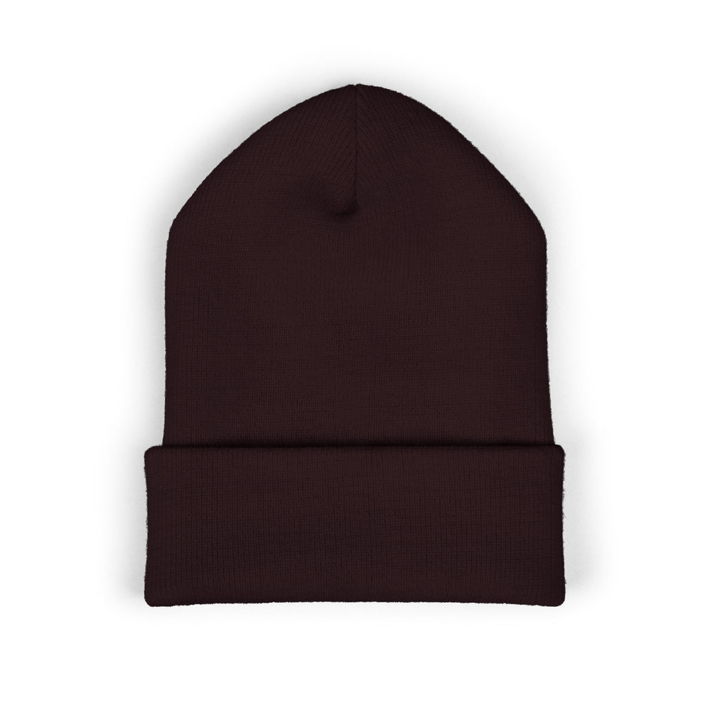 Embroidered Classic Cuffed Beanie — Minimal Black Patch Design