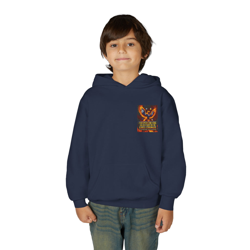 Youth Hoodie — 'Stay Wild, Be Brave' Heart Flame Graphic