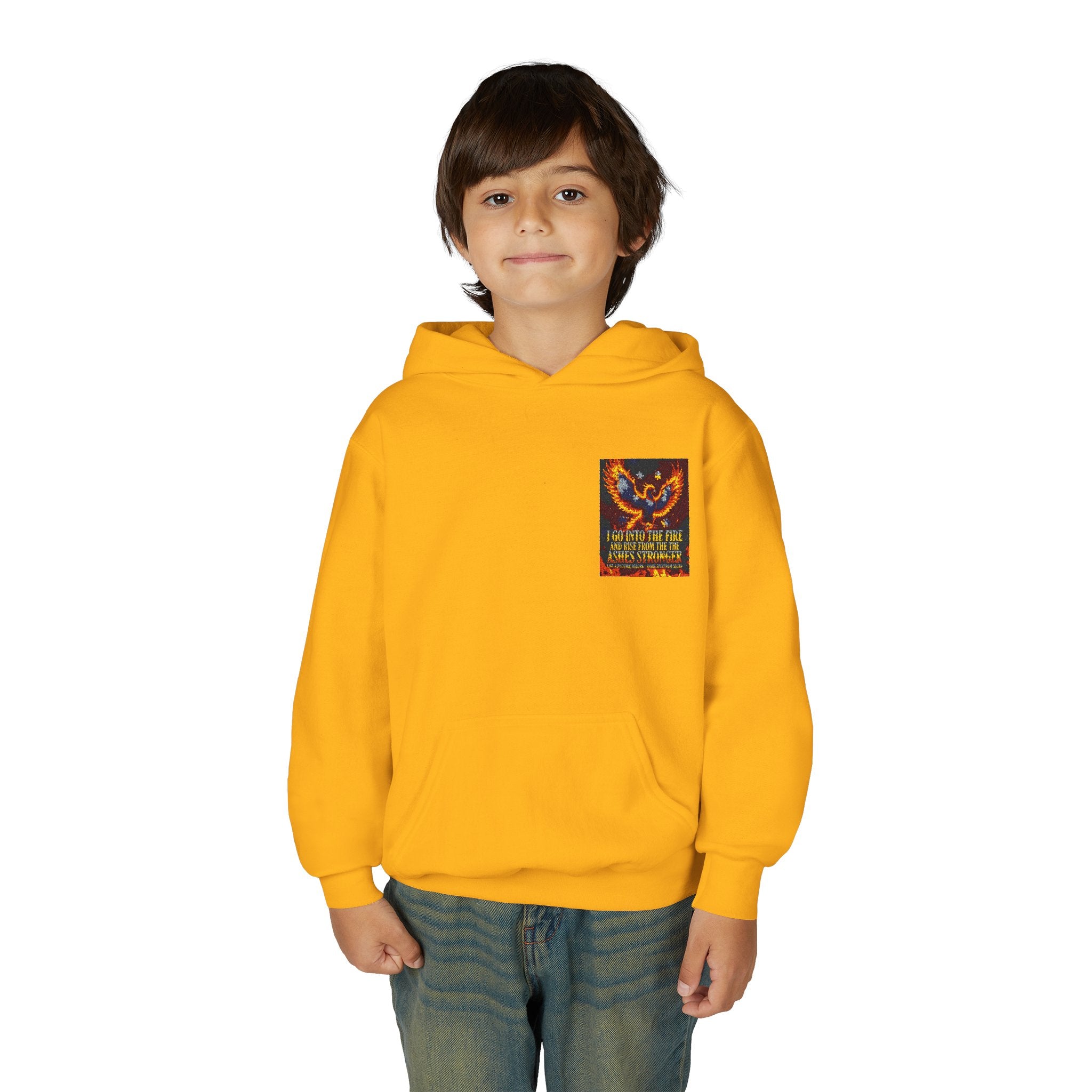 Youth Hoodie — 'Stay Wild, Be Brave' Heart Flame Graphic