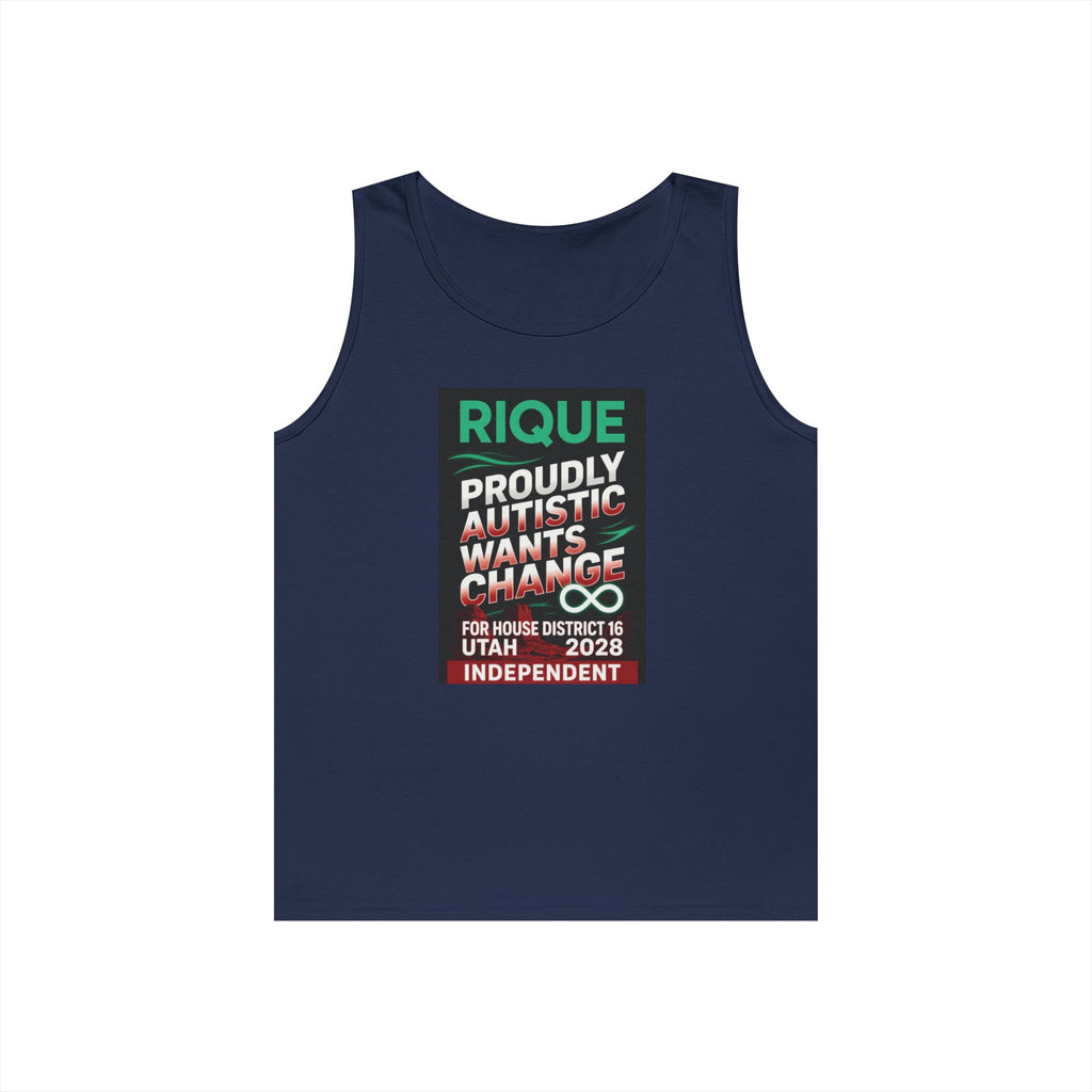 Autistic Pride Campaign Tank – “Proudly Autistic, Wants Change” Political Pride Tank