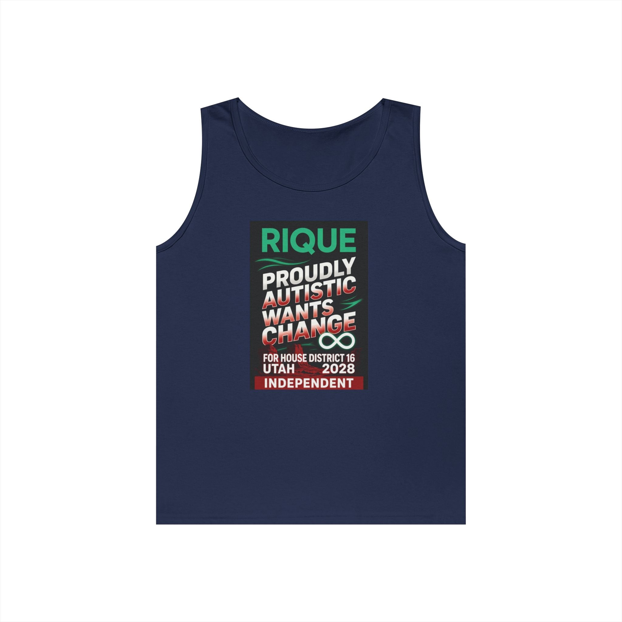Autistic Pride Campaign Tank – “Proudly Autistic, Wants Change” Political Pride Tank