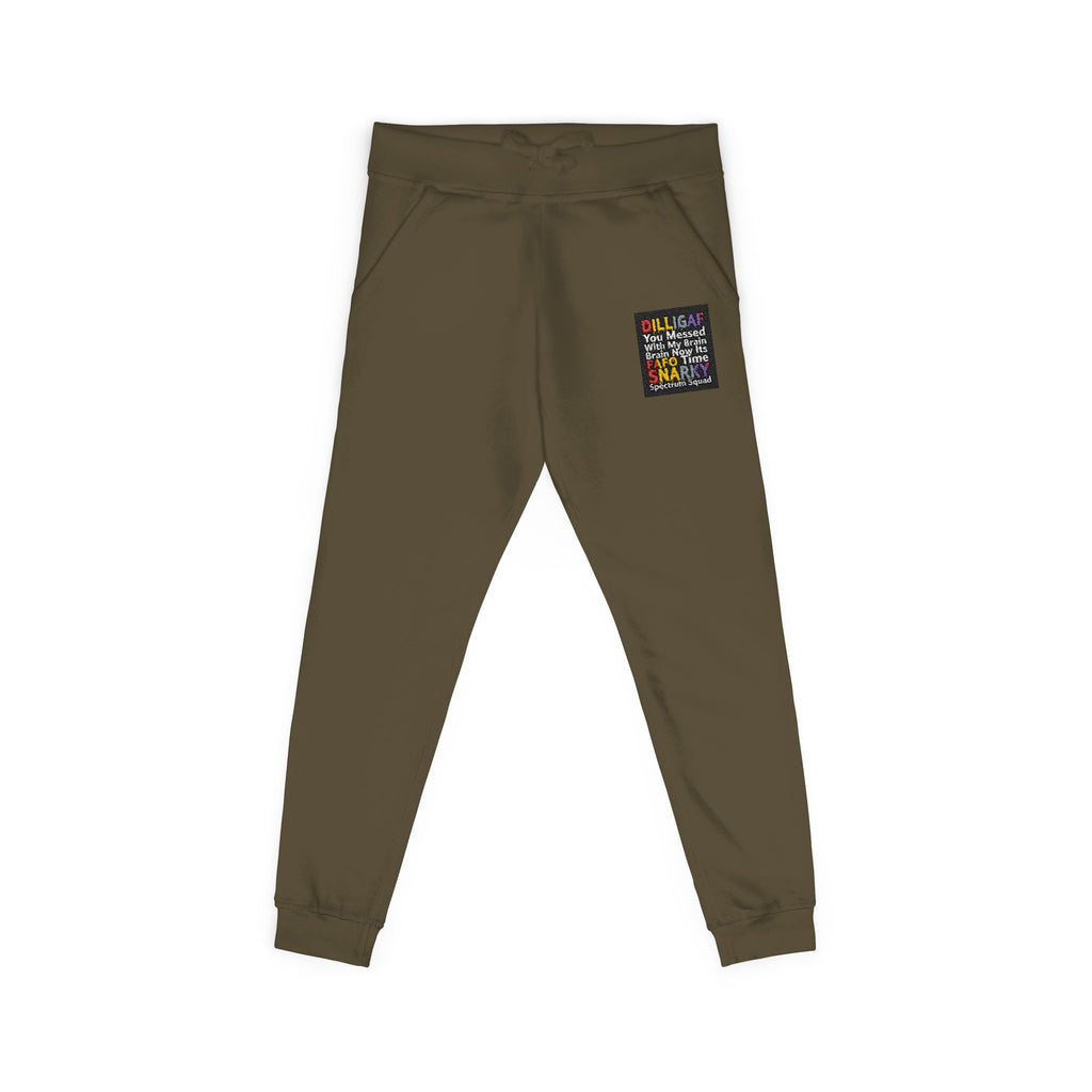 Embroidered Colorblock QR Joggers — Casual Fleece Sweatpants