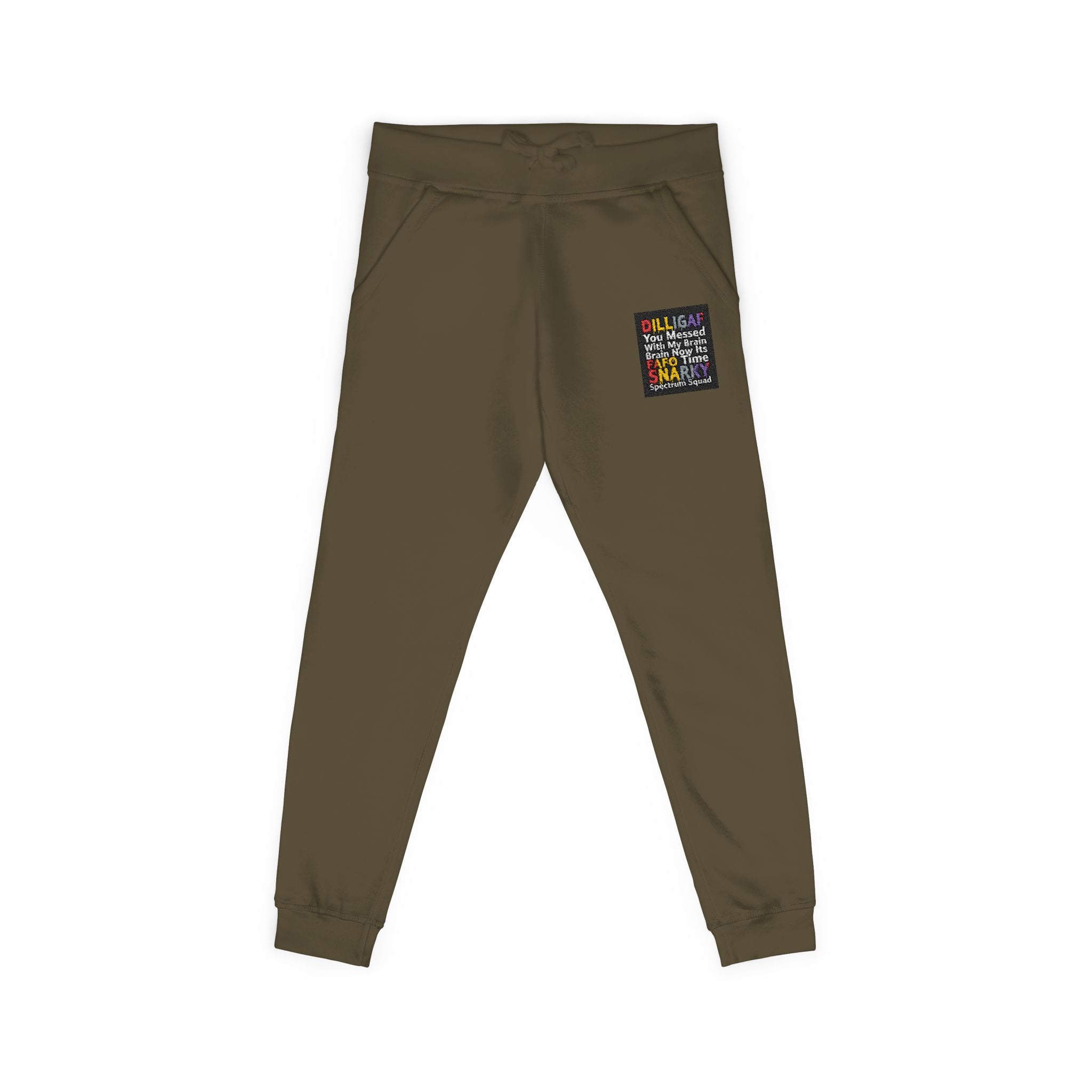 Embroidered Colorblock QR Joggers — Casual Fleece Sweatpants